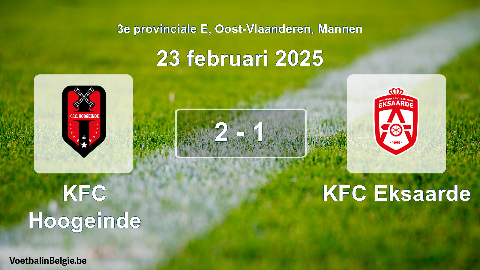 Gespeelde wedstrijd mannenvoetbal: KFC Hoogeinde - KFC Eksaarde 2 - 1 (23 februari 2025)