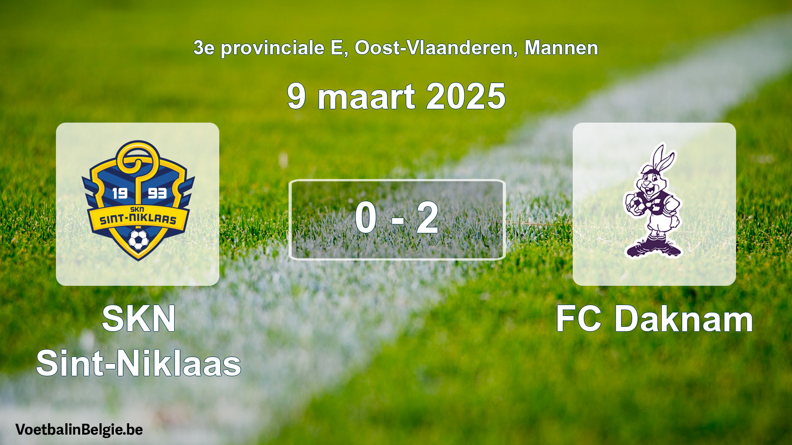 Gespeelde wedstrijd mannenvoetbal: SKN Sint-Niklaas - FC Daknam 0 - 2 (9 maart 2025)