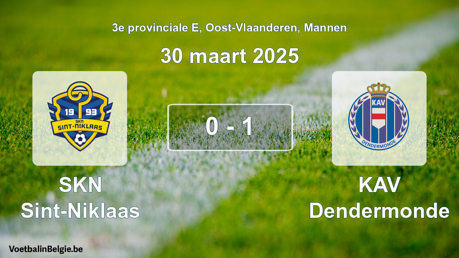 Gespeelde wedstrijd mannenvoetbal: SKN Sint-Niklaas - KAV Dendermonde 0 - 1 (30 maart 2025)