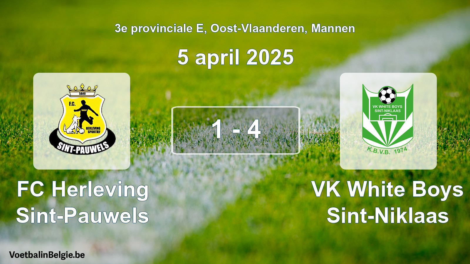 Gespeelde wedstrijd mannenvoetbal: FC Herleving Sint-Pauwels - VK White Boys Sint-Niklaas 1 - 4 (5 april 2025)