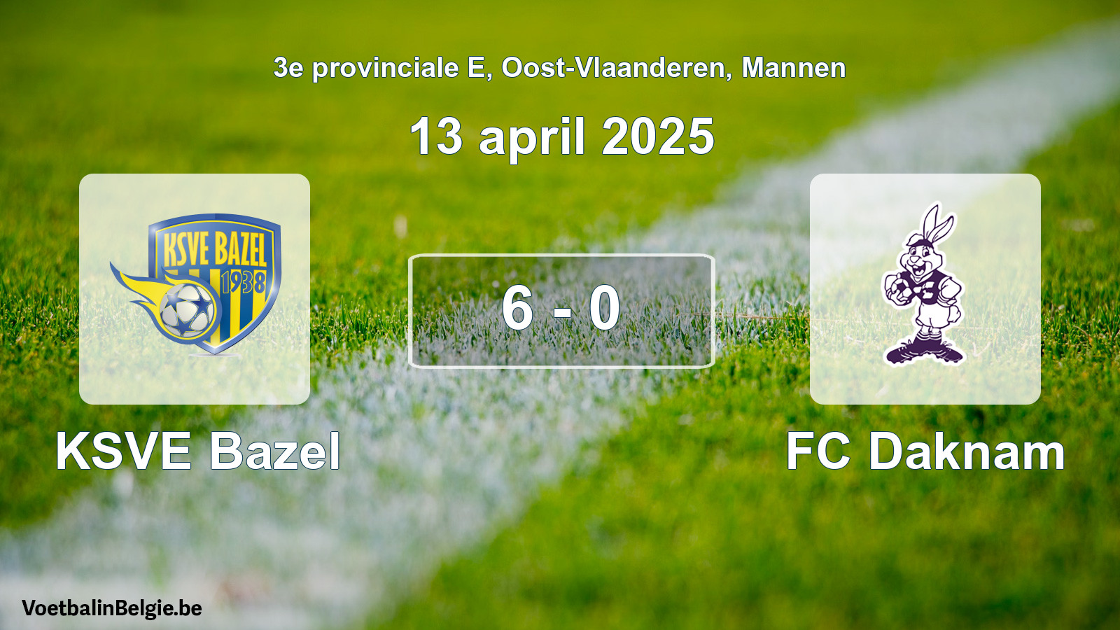 Gespeelde wedstrijd mannenvoetbal: KSVE Bazel - FC Daknam 6 - 0 (13 april 2025)