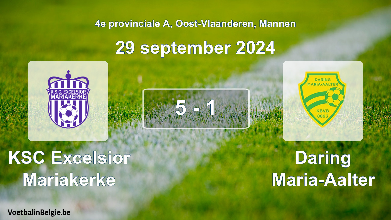 Played match men football: KSC Excelsior Mariakerke - Daring Maria-Aalter 5 - 1 (29 September 2024)