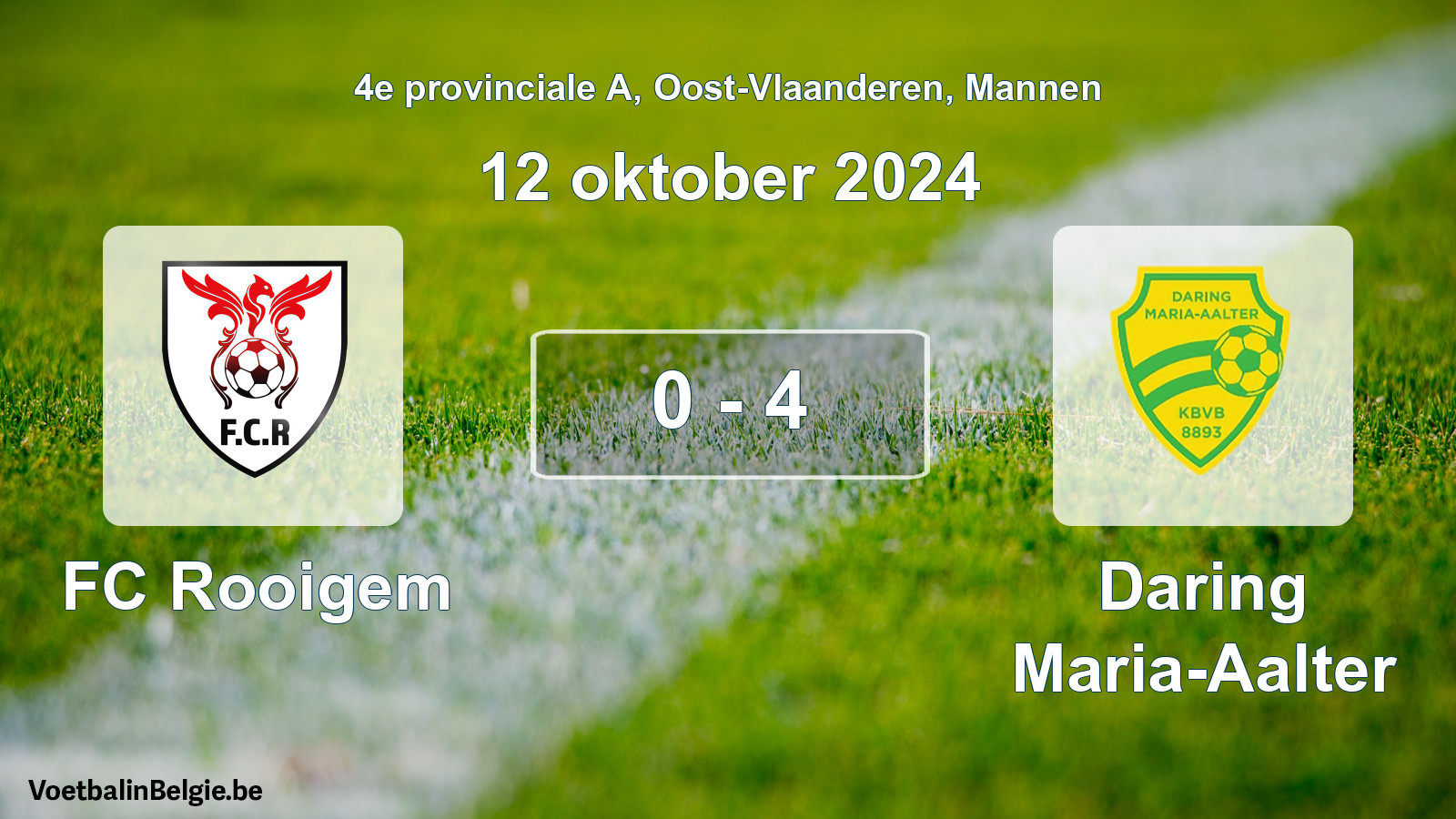 Gespeelde wedstrijd mannenvoetbal: FC Rooigem - Daring Maria-Aalter 0 - 4 (12 oktober 2024)