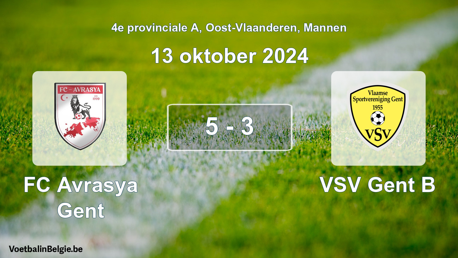 Gespeelde wedstrijd mannenvoetbal: FC Avrasya Gent - VSV Gent B 5 - 3 (13 oktober 2024)