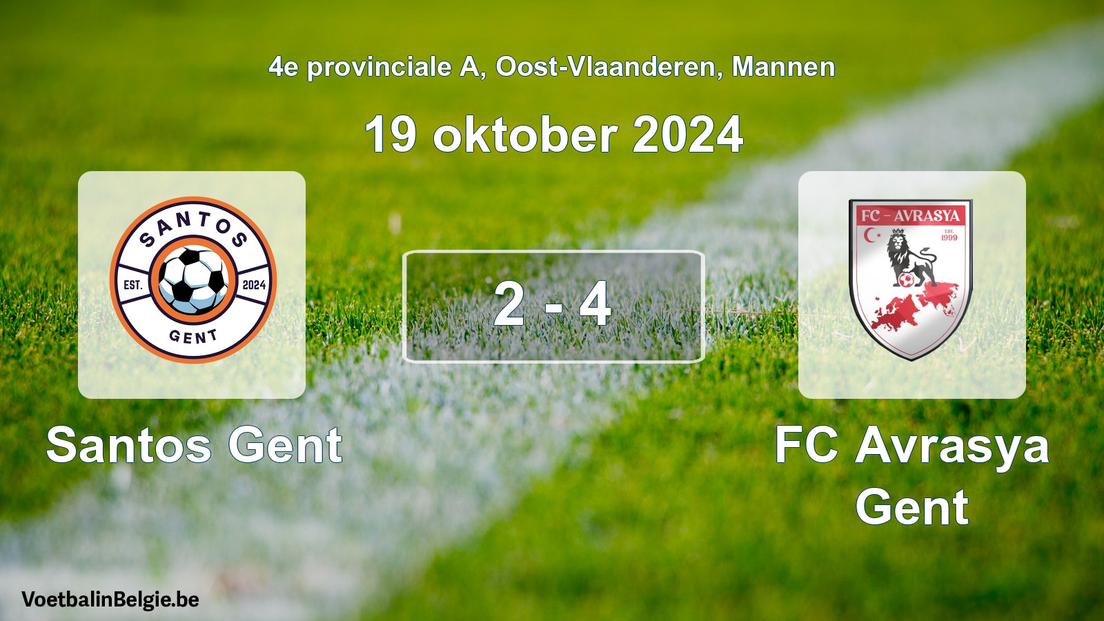 Gespeelde wedstrijd mannenvoetbal: Santos Gent - FC Avrasya Gent 2 - 4 (19 oktober 2024)