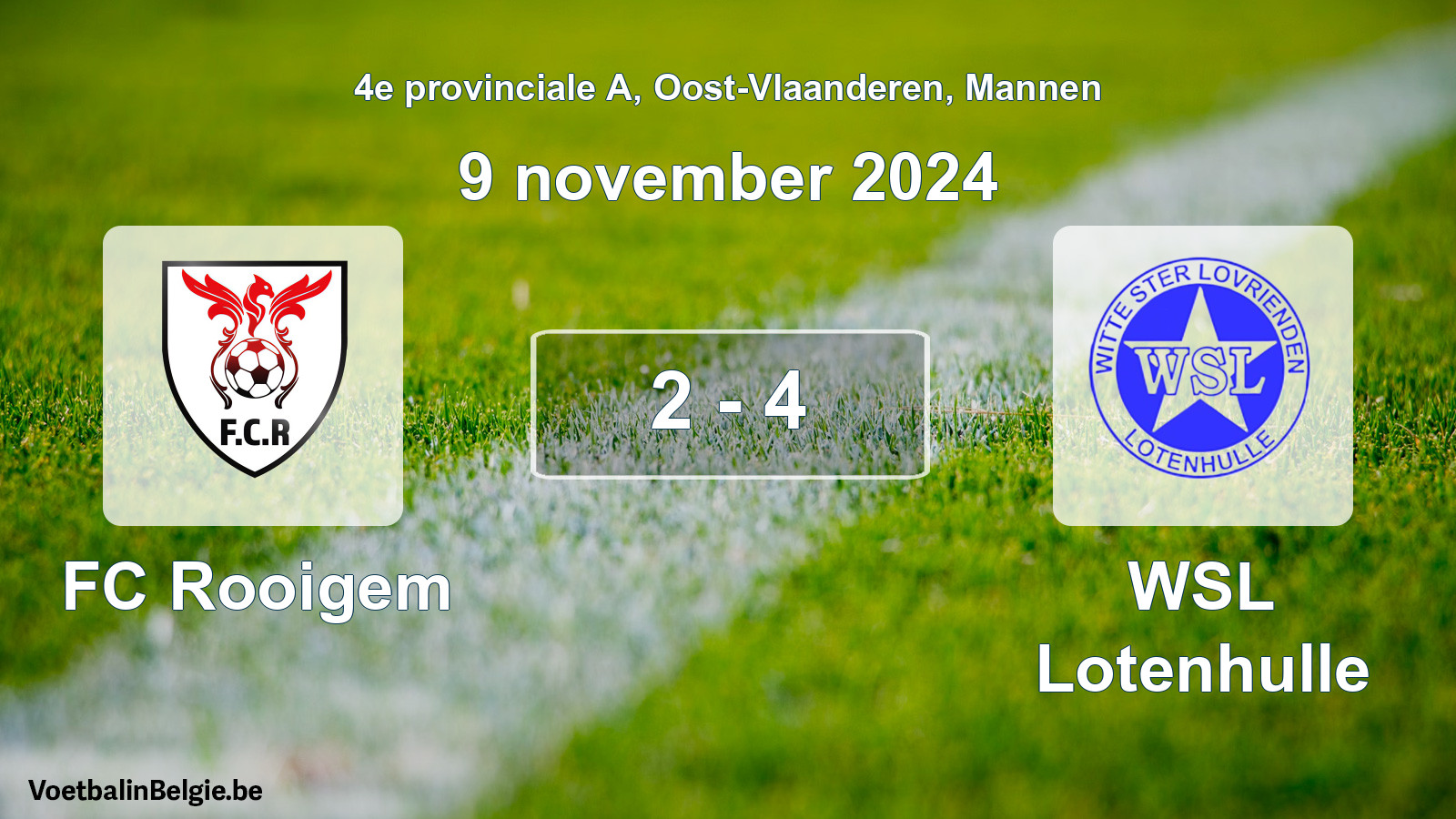 Gespeelde wedstrijd mannenvoetbal: FC Rooigem - WSL Lotenhulle 2 - 4 (9 november 2024)