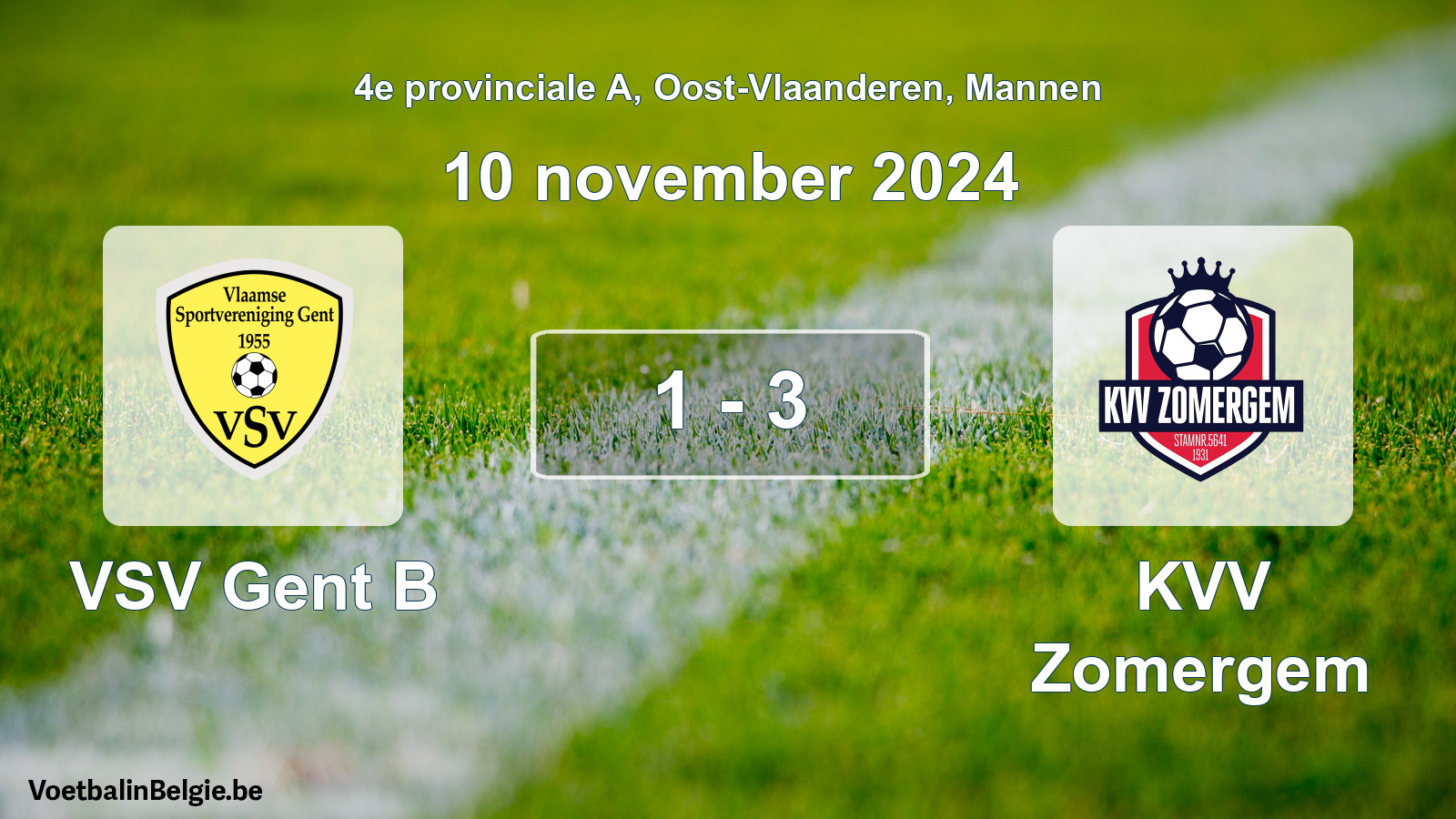 Played match men football: VSV Gent B - KVV Zomergem 1 - 3 (10 November 2024)