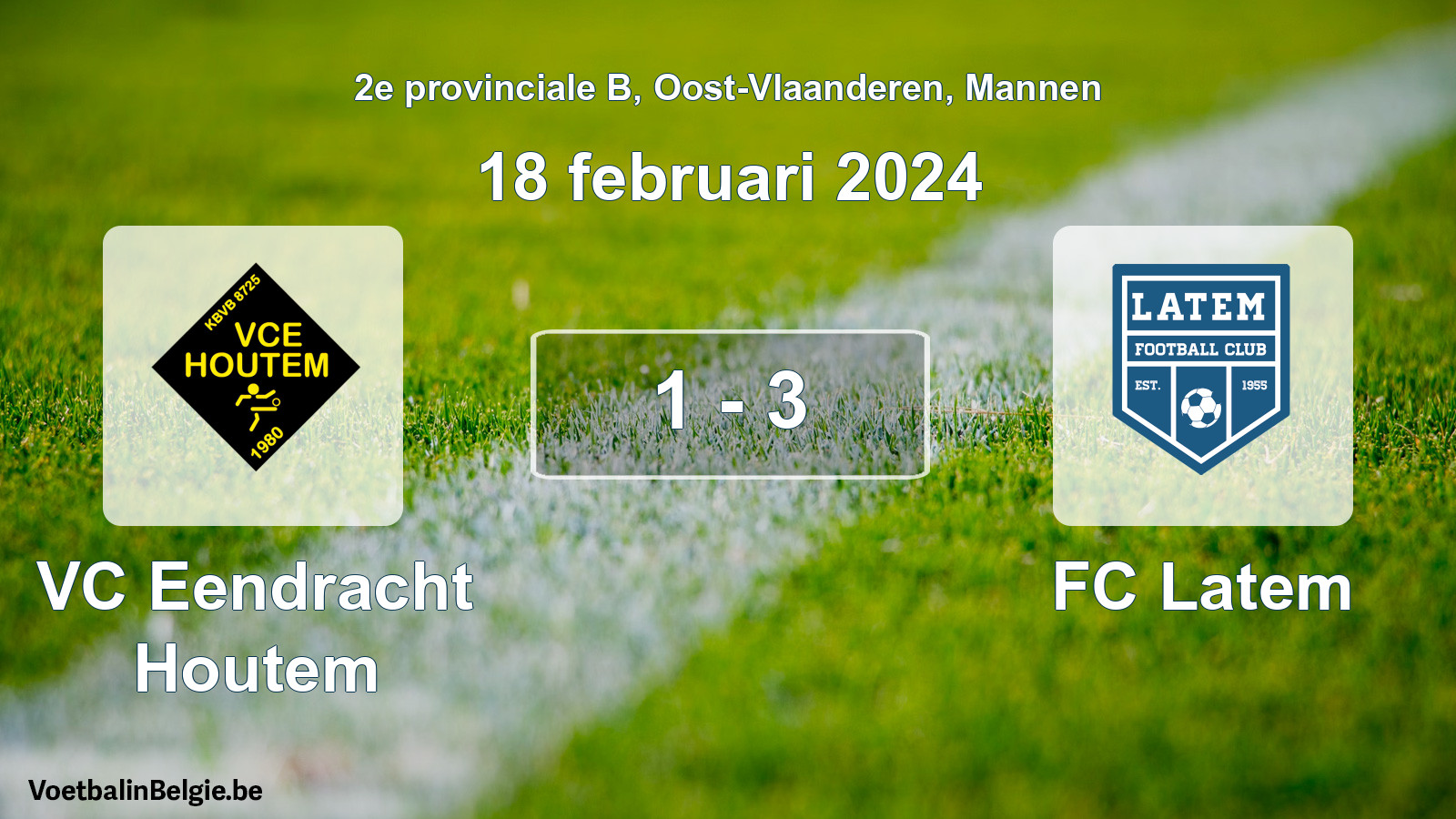 Gespeelde wedstrijd mannenvoetbal: VC Eendracht Houtem - FC Latem 1 - 3 (18 februari 2024)