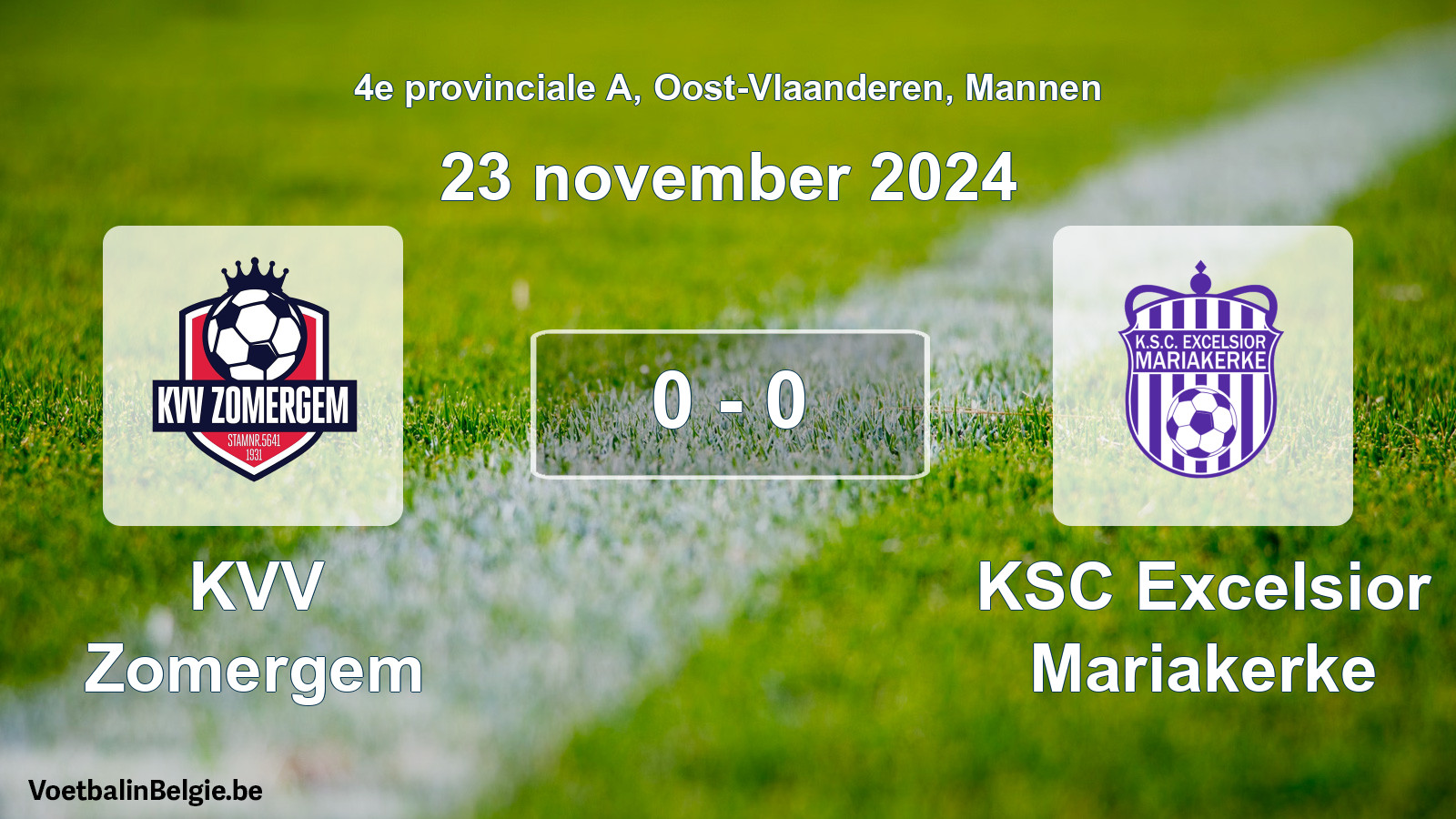 Gespeelde wedstrijd mannenvoetbal: KVV Zomergem - KSC Excelsior Mariakerke 0 - 0 (23 november 2024)