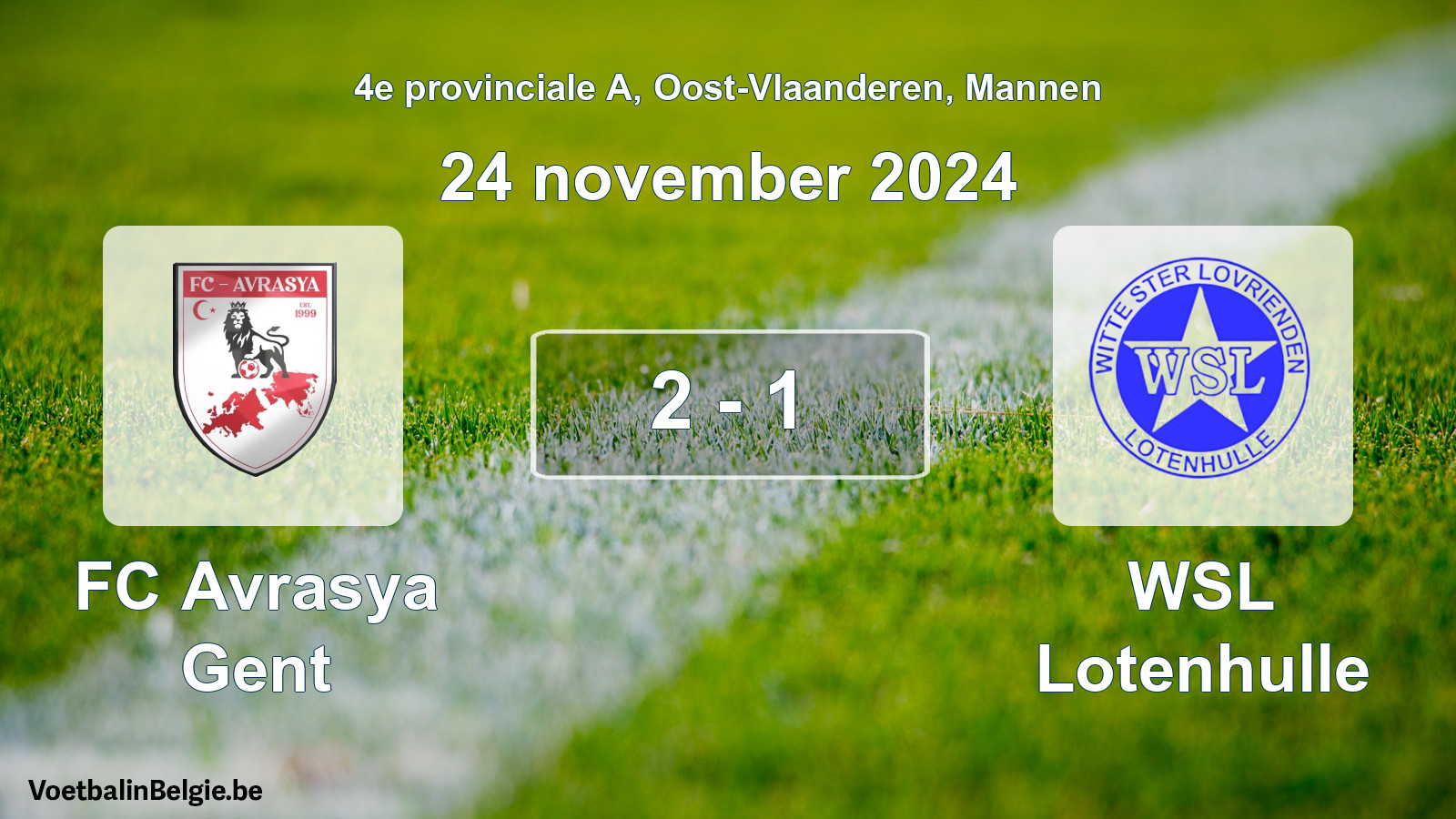 Gespeelde wedstrijd mannenvoetbal: FC Avrasya Gent - WSL Lotenhulle 2 - 1 (24 november 2024)