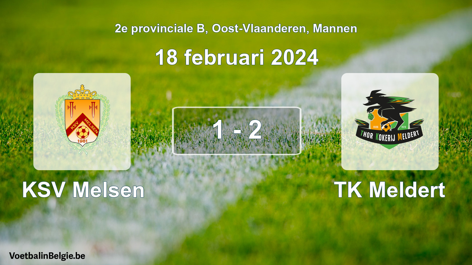 Gespeelde wedstrijd mannenvoetbal: KSV Melsen - TK Meldert 1 - 2 (18 februari 2024)