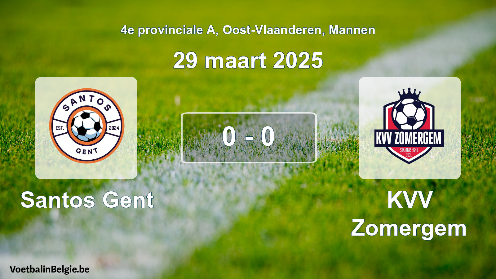 Played match men football: Santos Gent - KVV Zomergem 0 - 0 (29 March 2025)