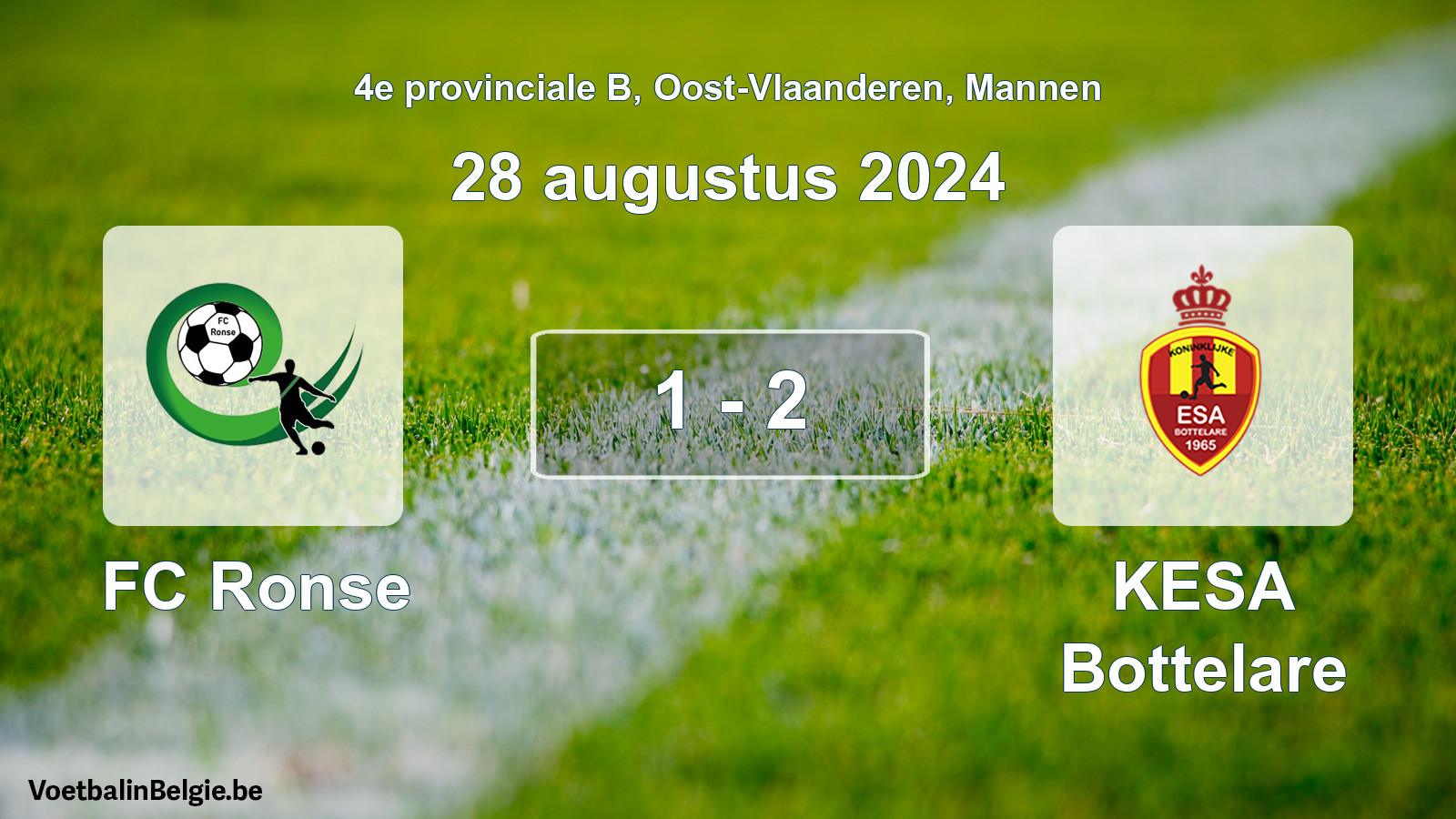 Played match men football: FC Ronse - KESA Bottelare 1 - 2 (28 August 2024)
