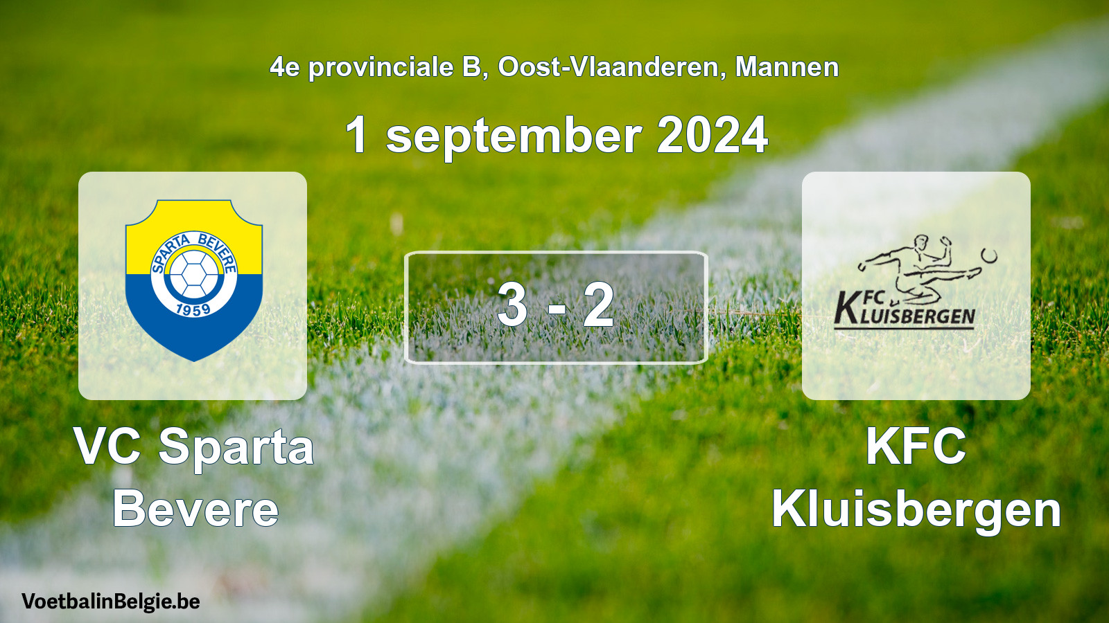 Gespeelde wedstrijd mannenvoetbal: VC Sparta Bevere - KFC Kluisbergen 3 - 2 (1 september 2024)