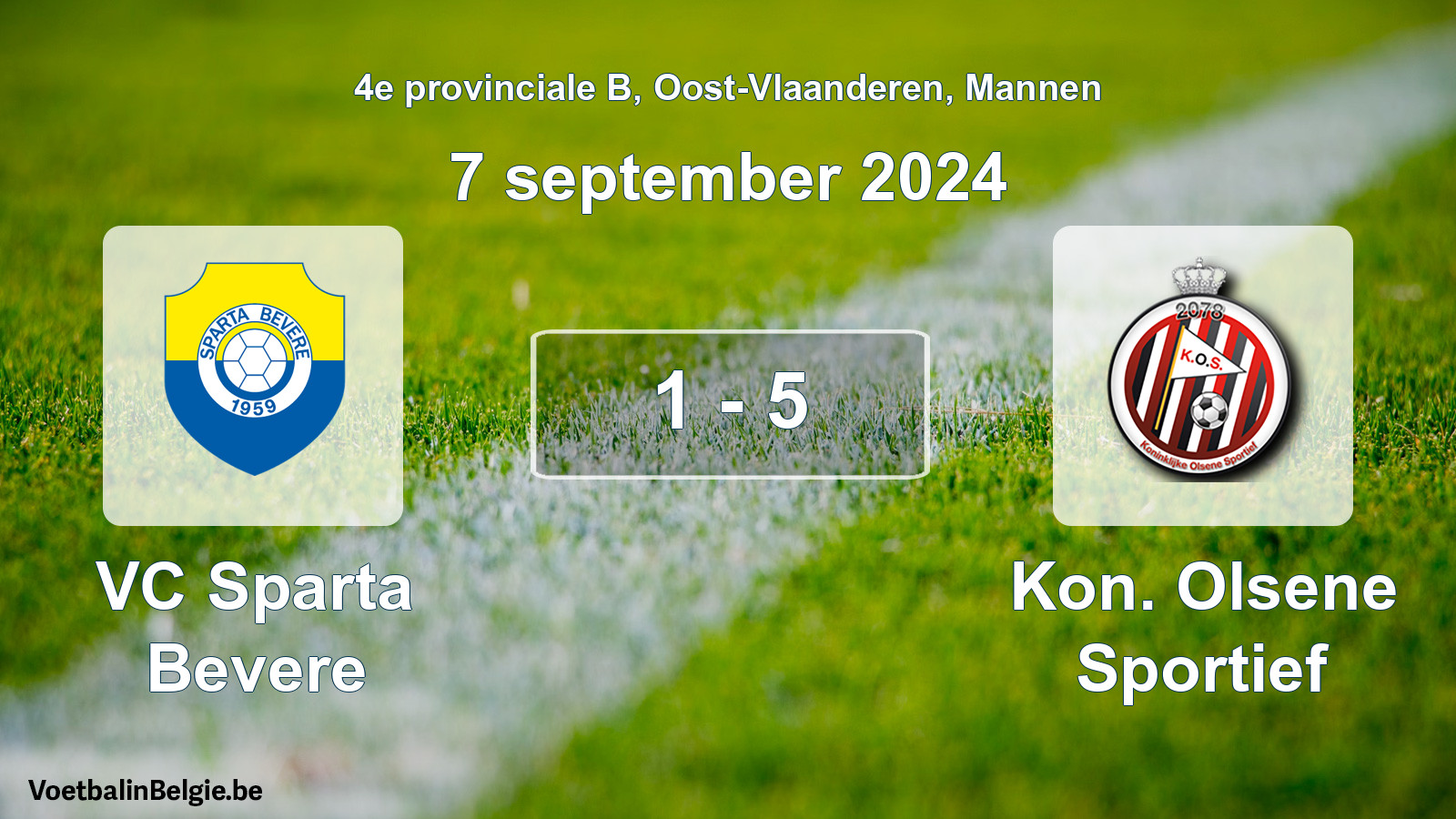 Gespeelde wedstrijd mannenvoetbal: VC Sparta Bevere - Kon. Olsene Sportief 1 - 5 (7 september 2024)