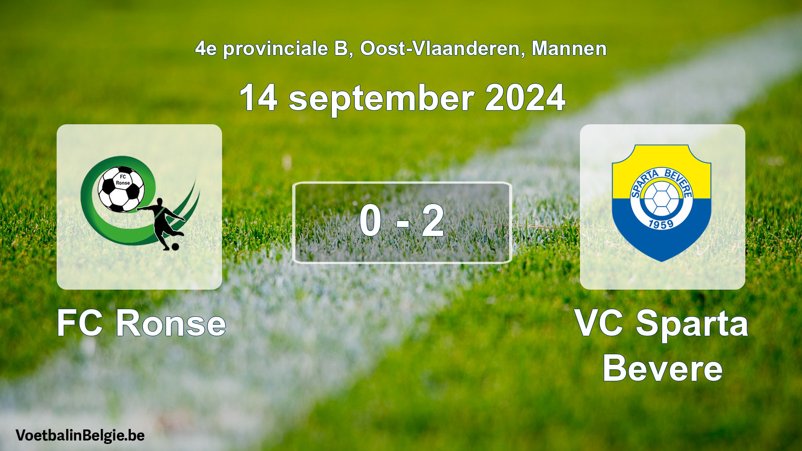 Gespeelde wedstrijd mannenvoetbal: FC Ronse - VC Sparta Bevere 0 - 2 (14 september 2024)