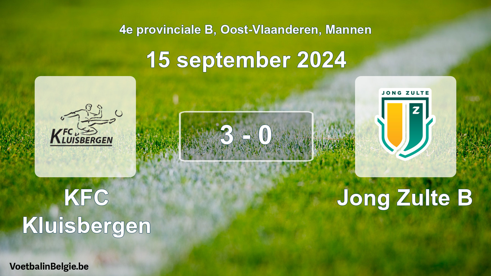 Played match men football: KFC Kluisbergen - Jong Zulte B 3 - 0 (15 September 2024)