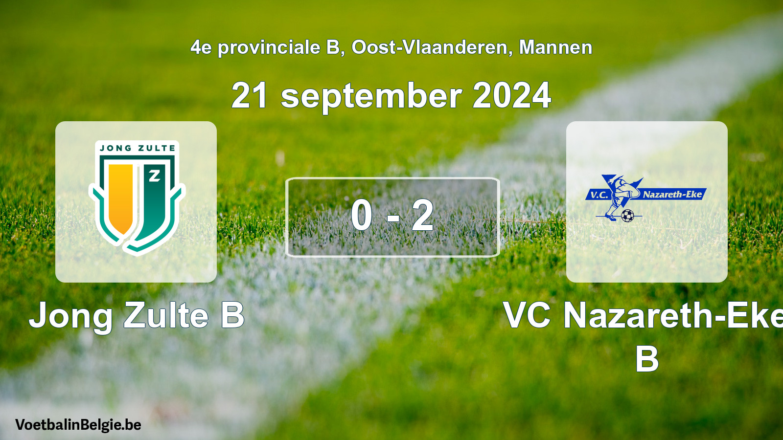 Gespeelde wedstrijd mannenvoetbal: Jong Zulte B - VC Nazareth-Eke B 0 - 2 (21 september 2024)