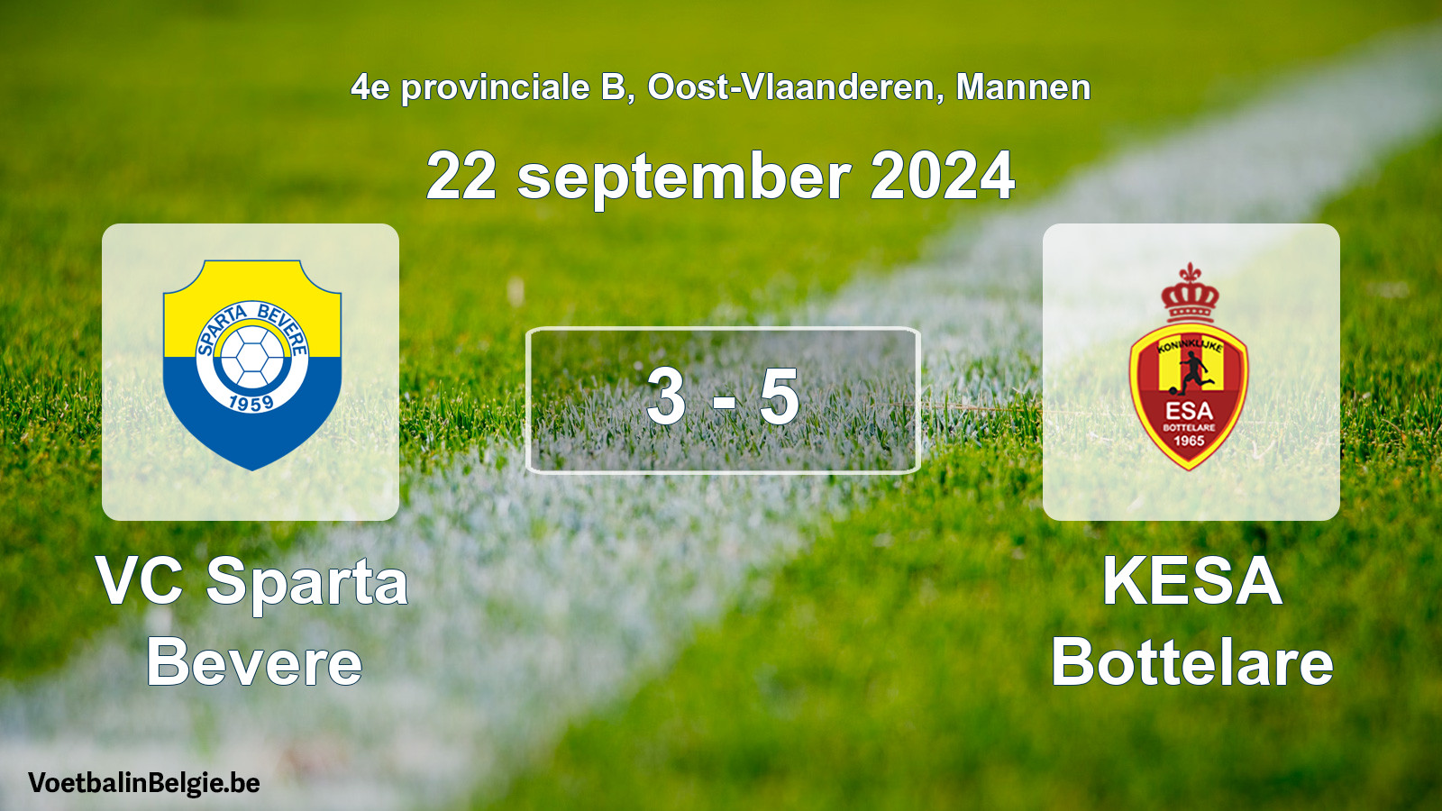 Gespeelde wedstrijd mannenvoetbal: VC Sparta Bevere - KESA Bottelare 3 - 5 (22 september 2024)