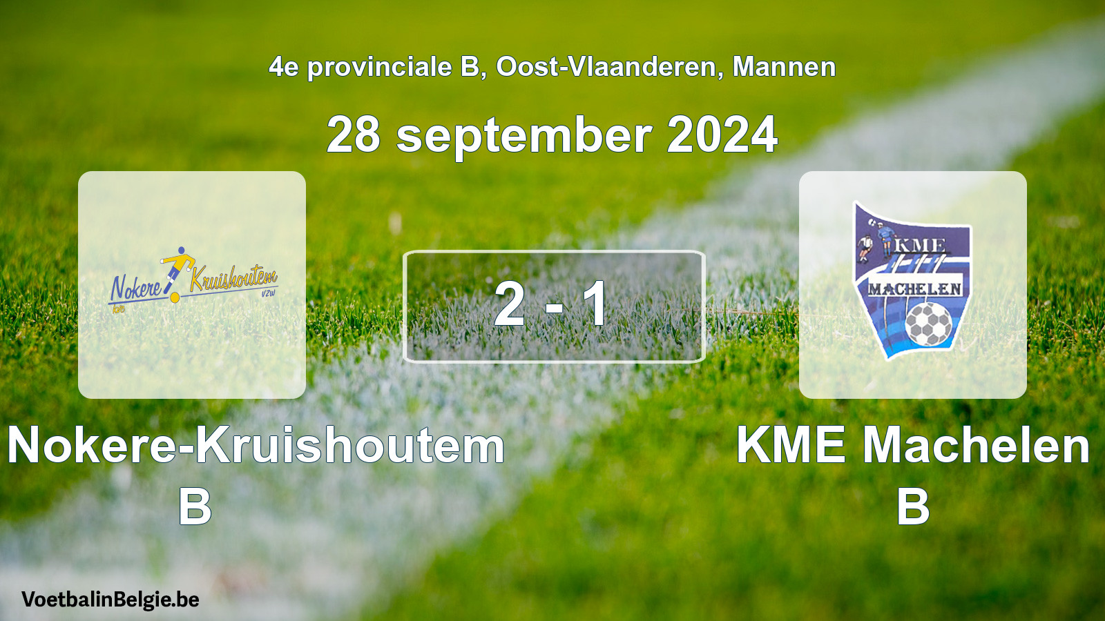 Played match men football: KVC Nokere-Kruishoutem B - KME Machelen B 2 - 1 (28 September 2024)