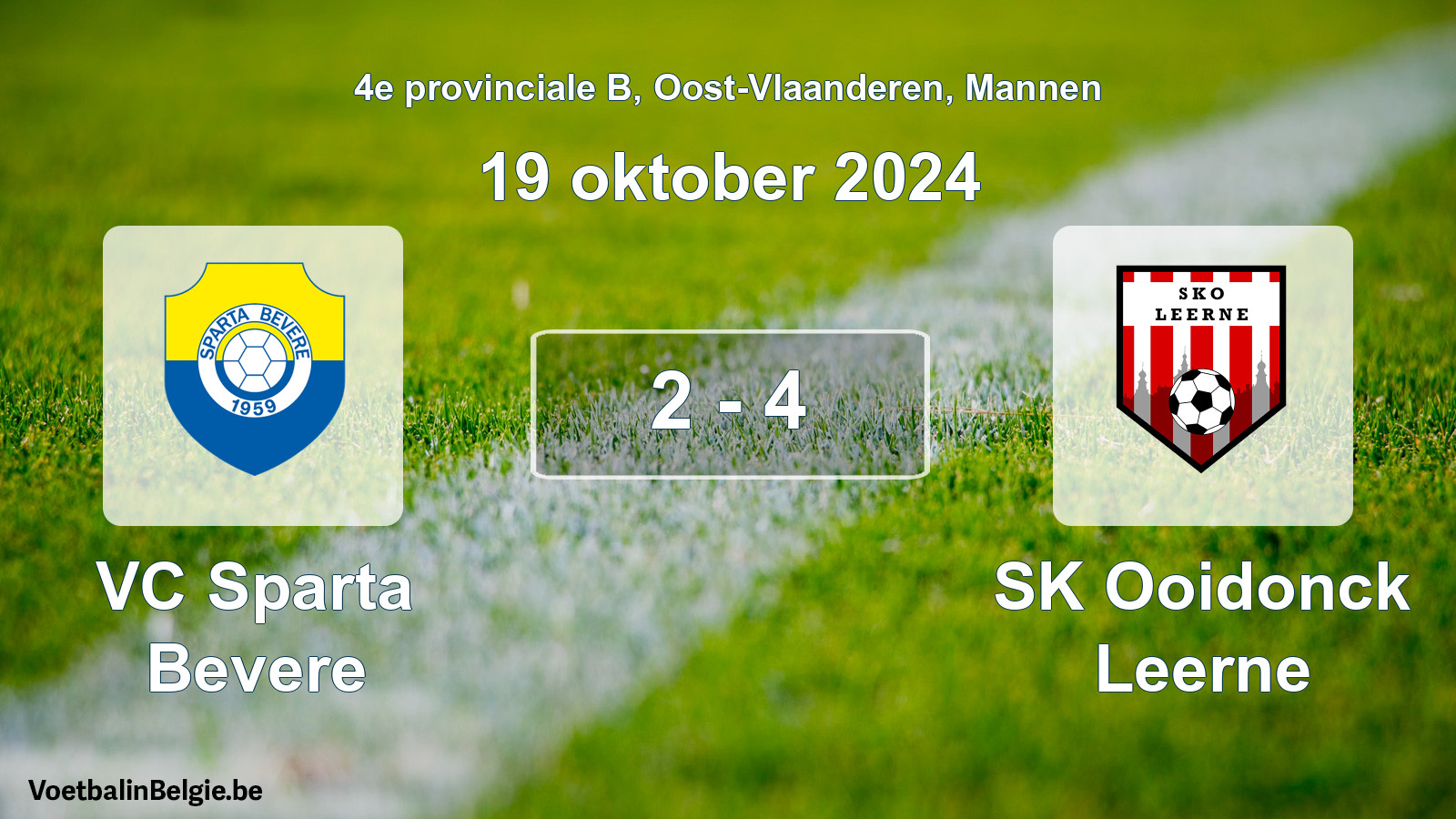 Gespeelde wedstrijd mannenvoetbal: VC Sparta Bevere - SK Ooidonck Leerne 2 - 4 (19 oktober 2024)