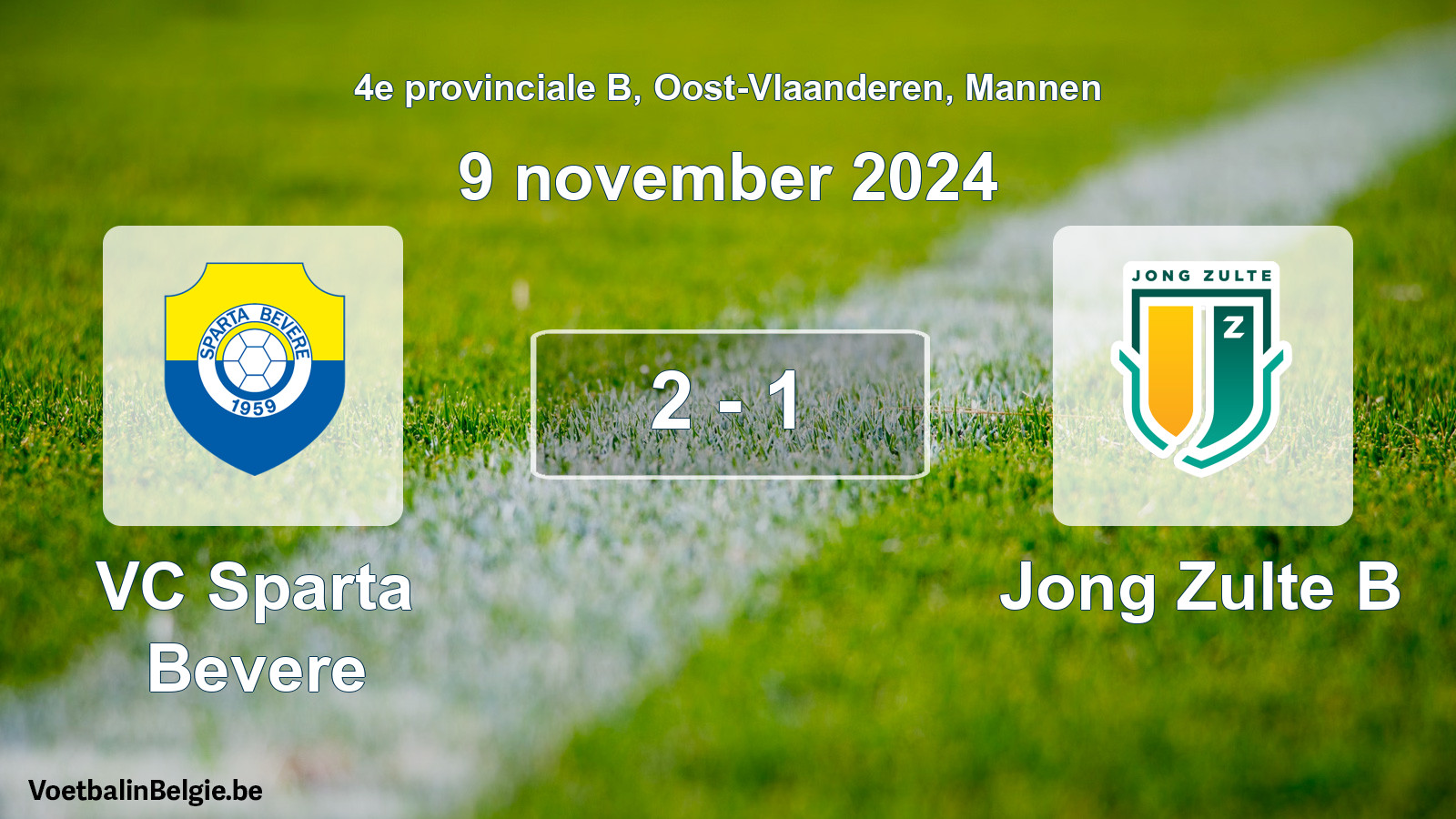 Gespeelde wedstrijd mannenvoetbal: VC Sparta Bevere - Jong Zulte B 2 - 1 (9 november 2024)