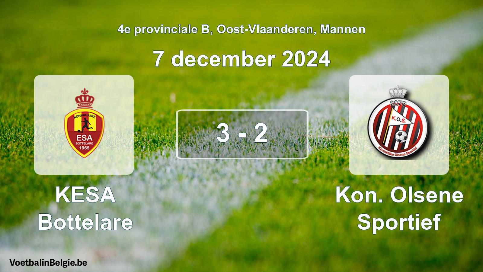 Played match men football: KESA Bottelare - Kon. Olsene Sportief 3 - 2 (7 December 2024)