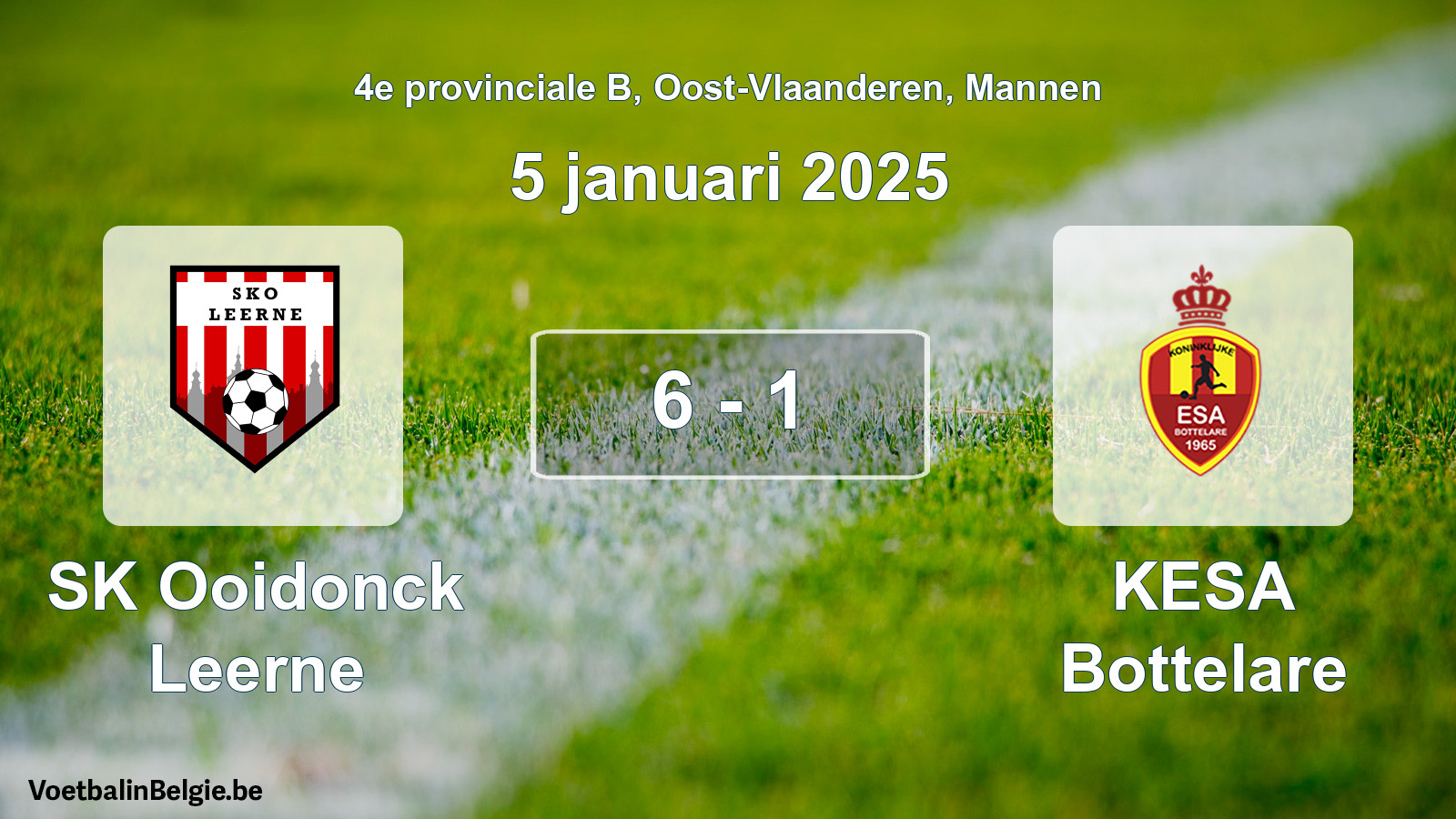 Played match men football: SK Ooidonck Leerne - KESA Bottelare 6 - 1 (5 January 2025)