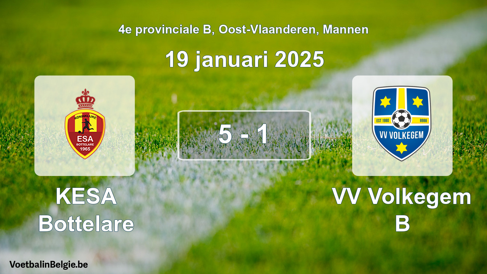Played match men football: KESA Bottelare - VV Volkegem B 5 - 1 (19 January 2025)