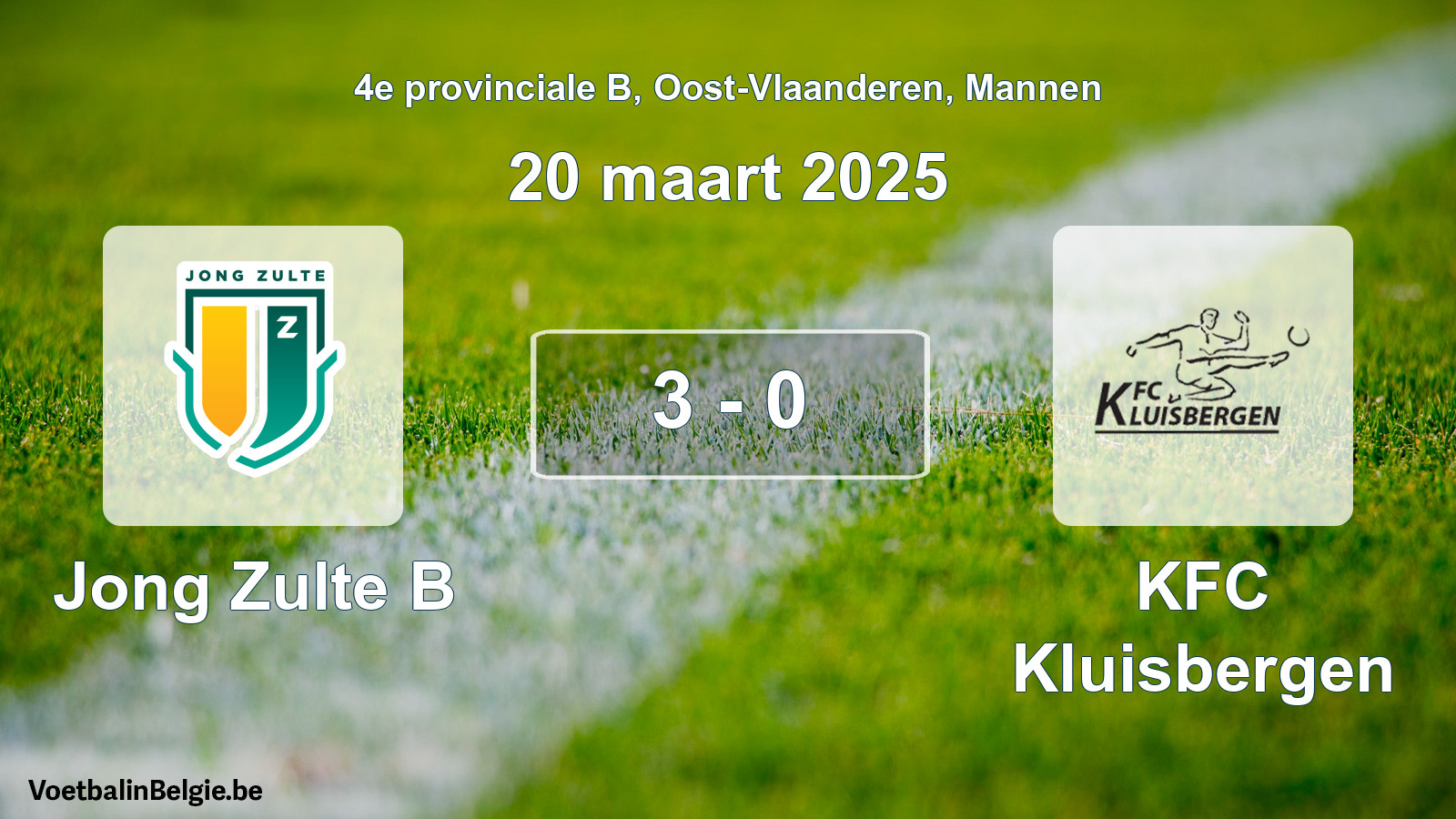 Played match men football: Jong Zulte B - KFC Kluisbergen 3 - 0 (20 March 2025)