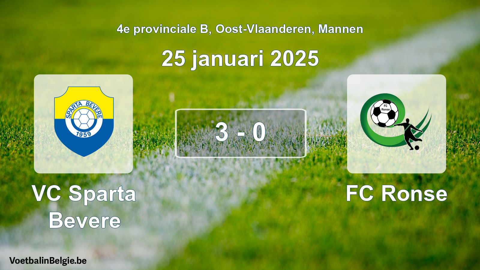 Gespeelde wedstrijd mannenvoetbal: VC Sparta Bevere - FC Ronse 3 - 0 (25 januari 2025)