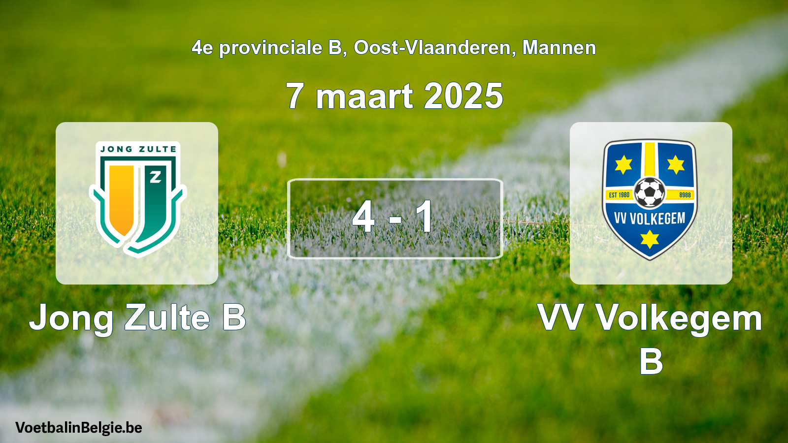 Played match men football: Jong Zulte B - VV Volkegem B 4 - 1 (7 March 2025)