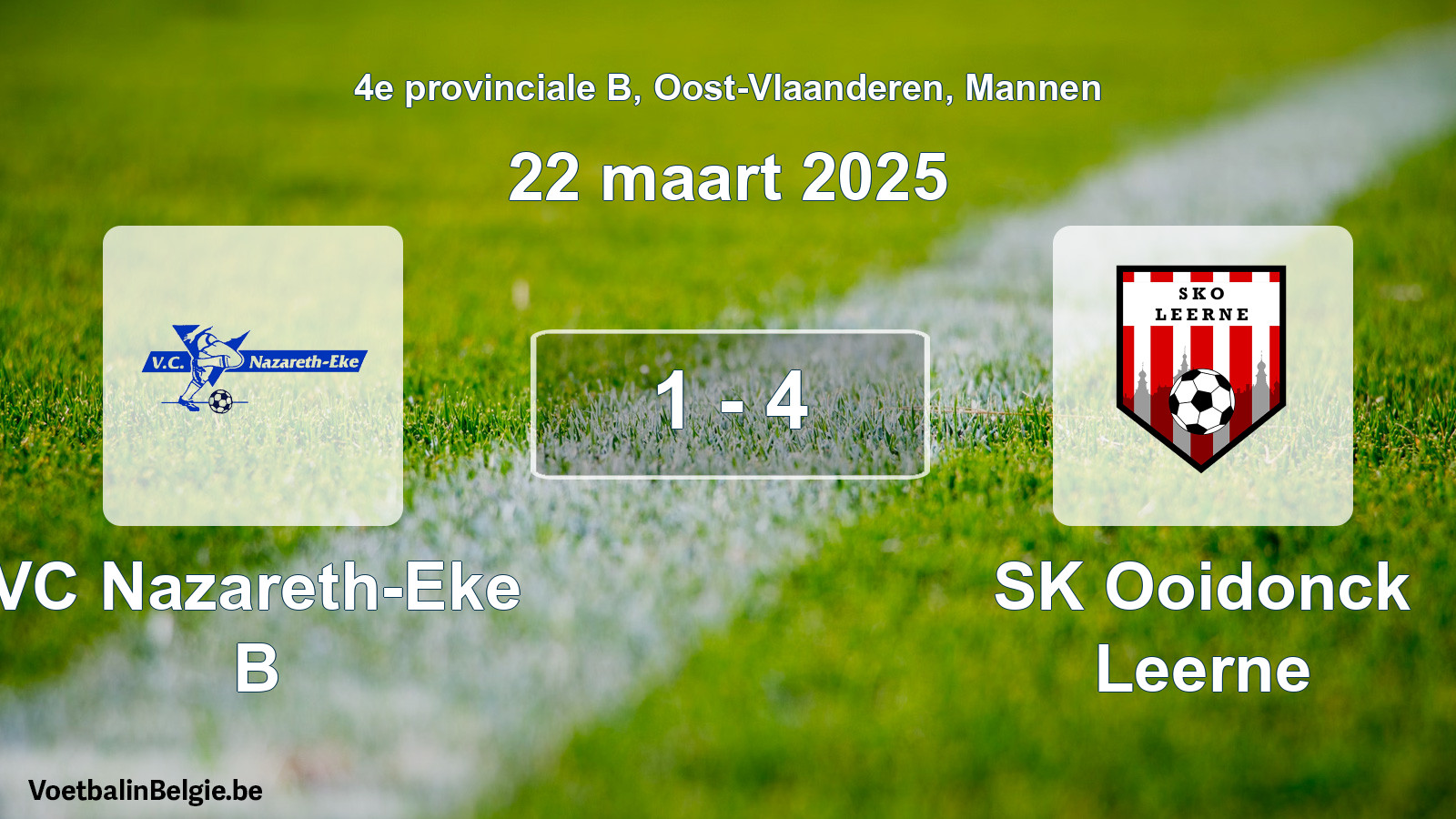 Gespeelde wedstrijd mannenvoetbal: VC Nazareth-Eke B - SK Ooidonck Leerne 1 - 4 (22 maart 2025)