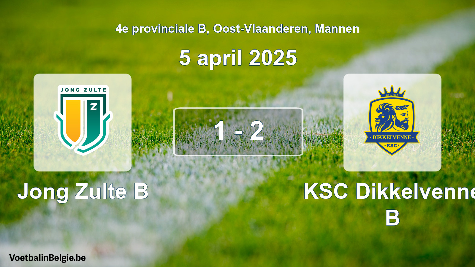 Gespeelde wedstrijd mannenvoetbal: Jong Zulte B - KSC Dikkelvenne B 1 - 2 (5 april 2025)