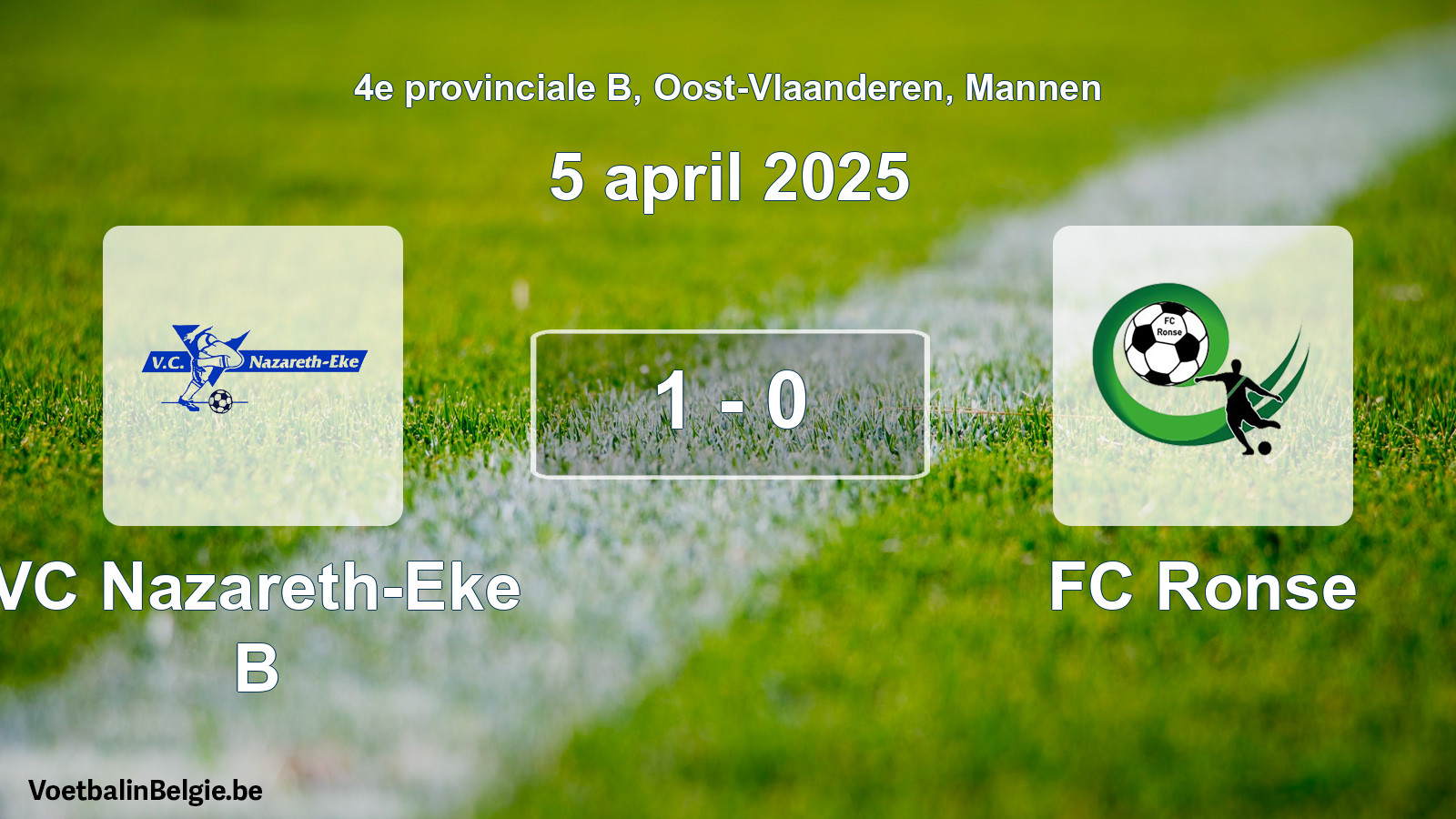 Gespeelde wedstrijd mannenvoetbal: VC Nazareth-Eke B - FC Ronse 1 - 0 (5 april 2025)