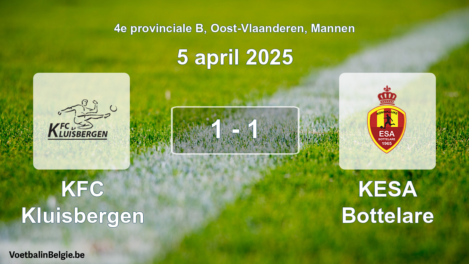 Played match men football: KFC Kluisbergen - KESA Bottelare 1 - 1 (5 April 2025)