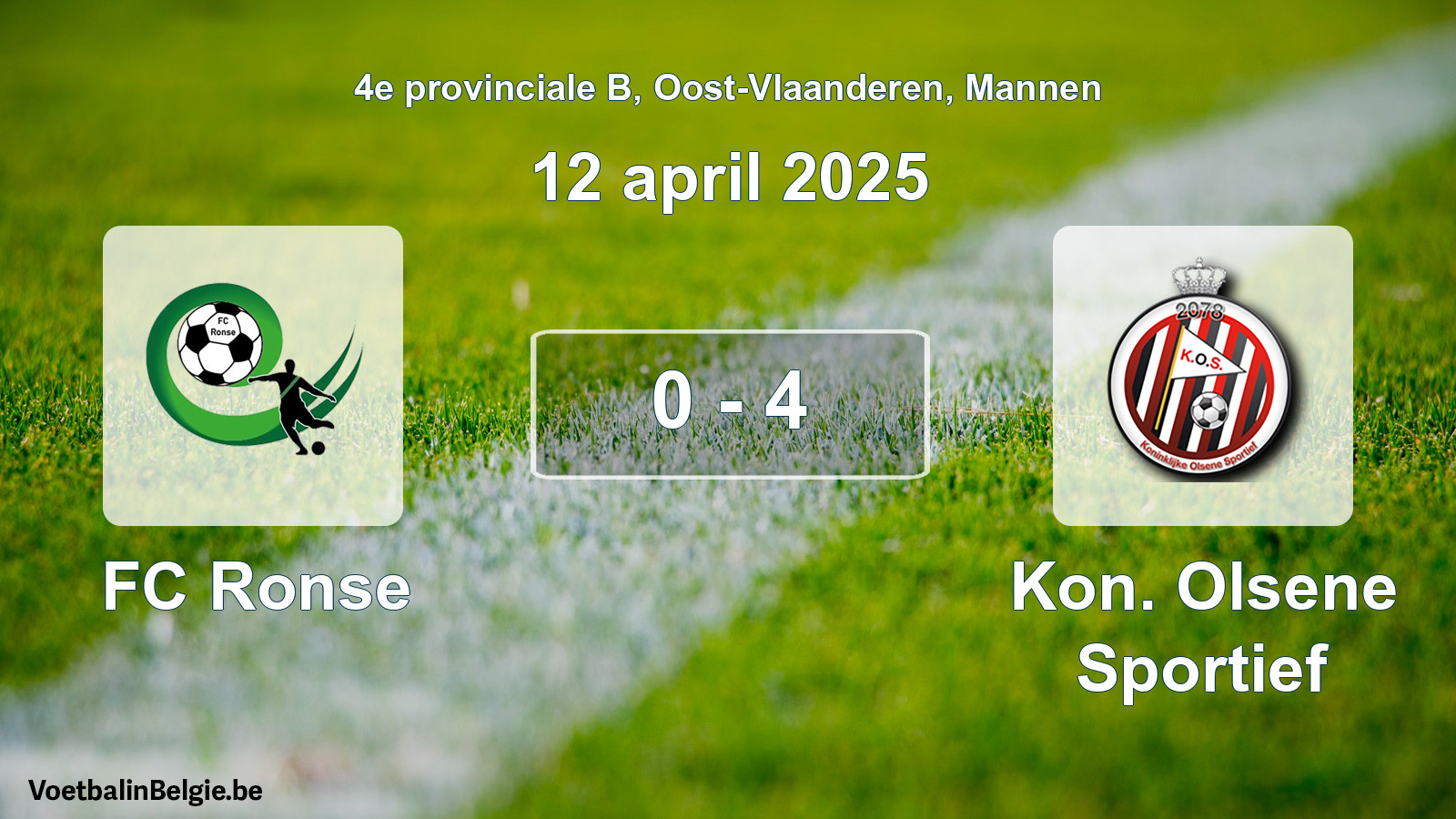 Gespieltes Spiel männer-Fußball: FC Ronse - Kon. Olsene Sportief 0 - 4 (12 April 2025)