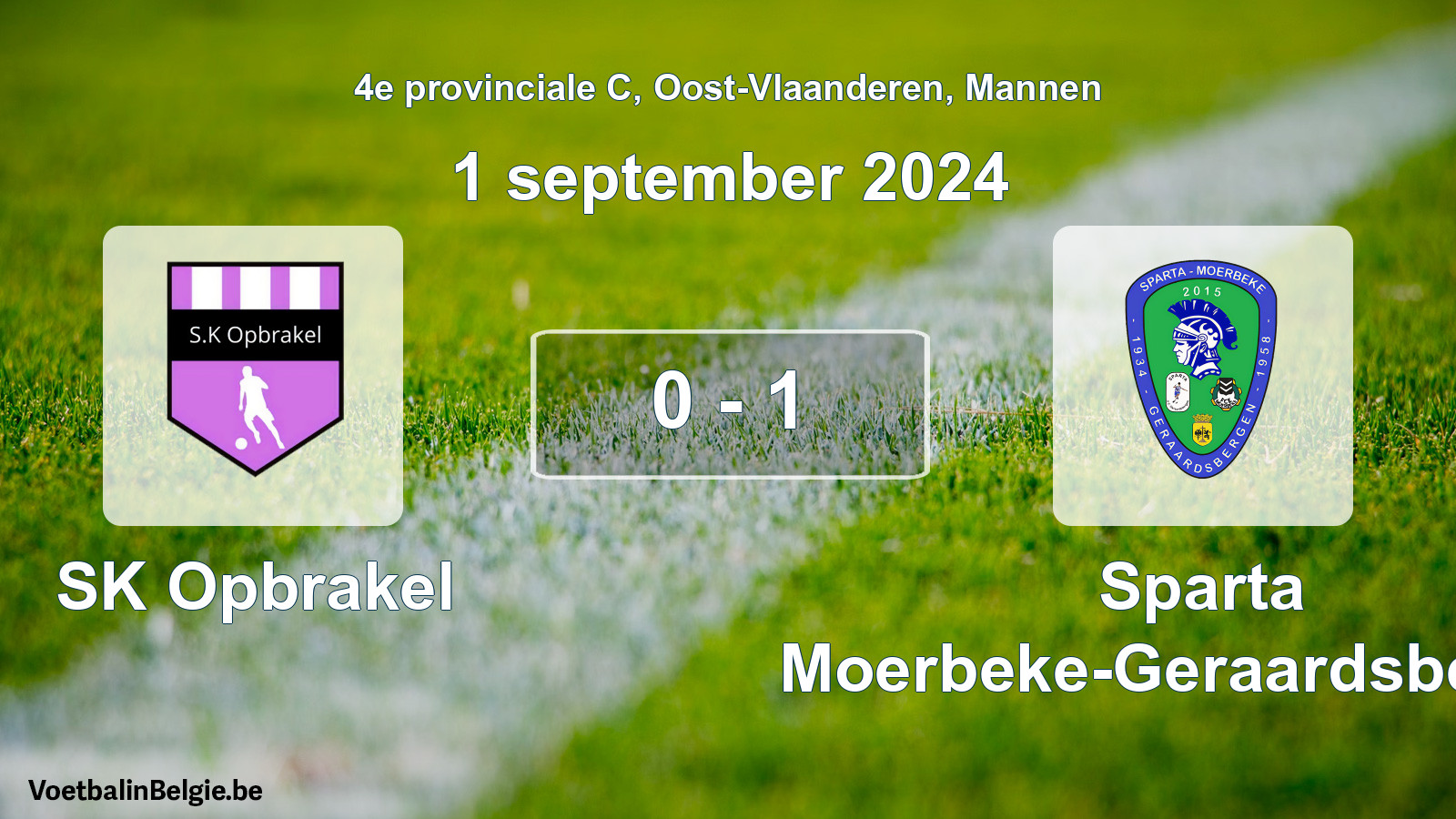 Played match men football: SK Opbrakel - Sparta Moerbeke-Geraardsbergen 0 - 1 (1 September 2024)