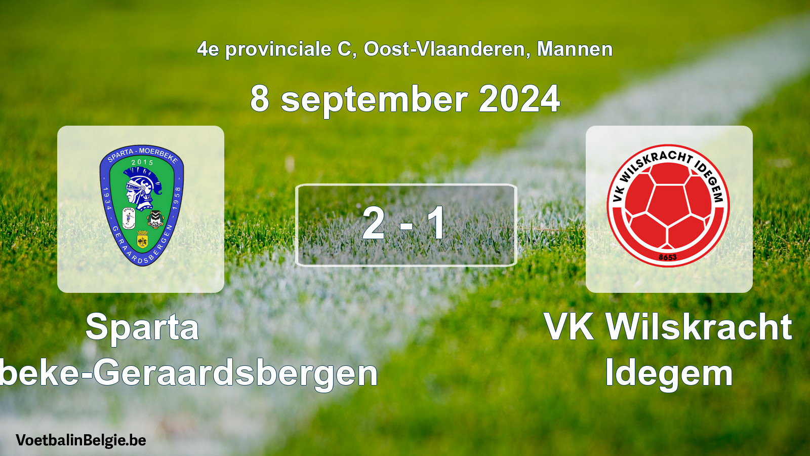Played match men football: Sparta Moerbeke-Geraardsbergen - VK Wilskracht Idegem 2 - 1 (8 September 2024)