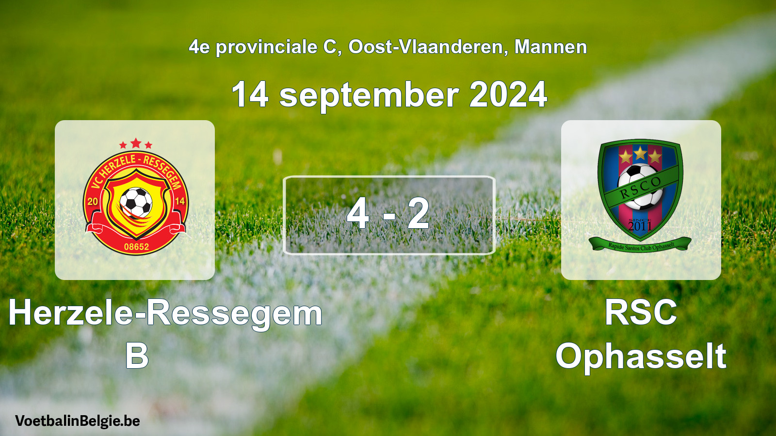 Gespeelde wedstrijd mannenvoetbal: VC Herzele-Ressegem B - RSC Ophasselt 4 - 2 (14 september 2024)