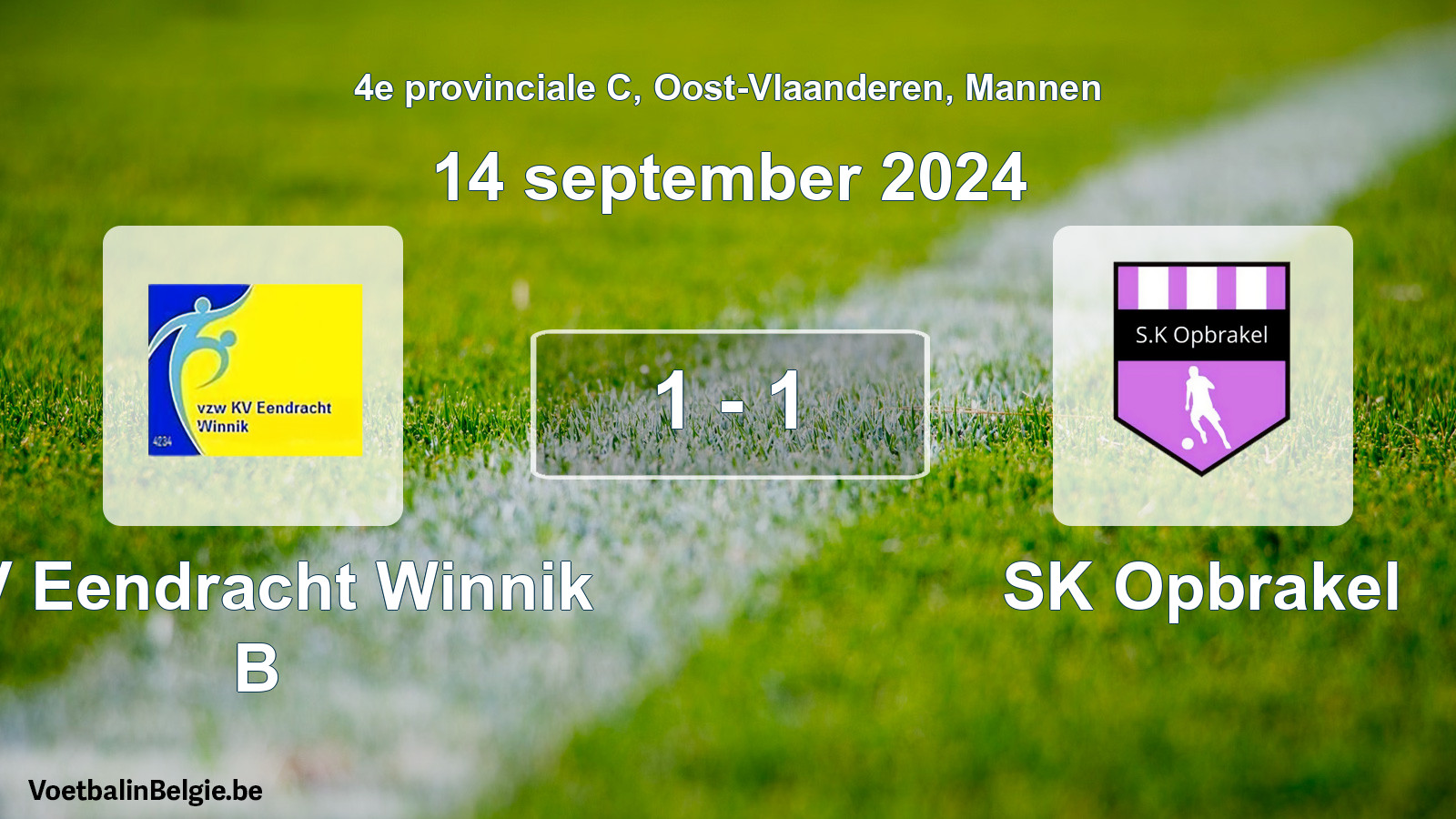 Gespieltes Spiel männer-Fußball: KV Eendracht Winnik B - SK Opbrakel 1 - 1 (14 September 2024)