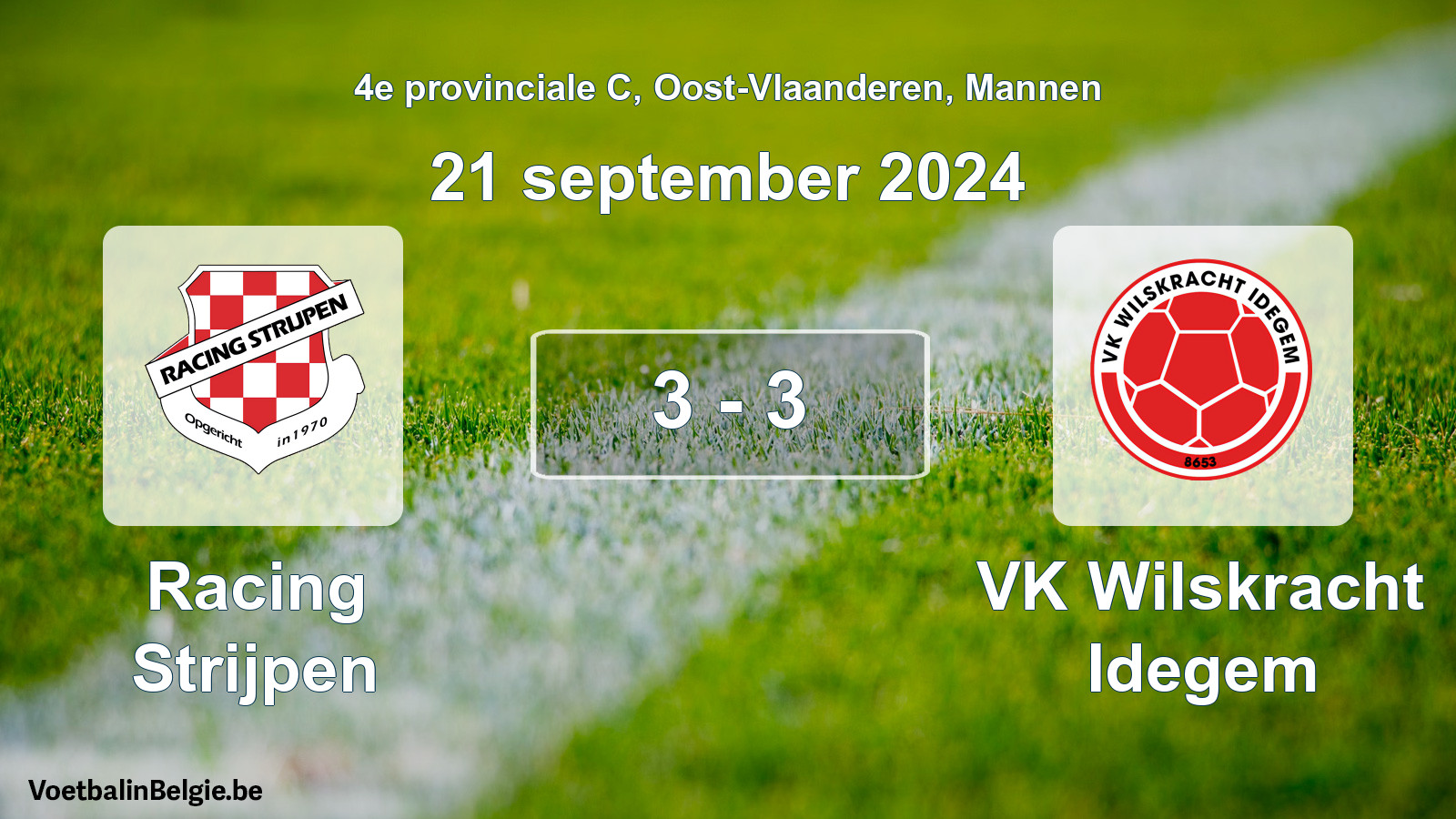 Played match men football: Racing Strijpen - VK Wilskracht Idegem 3 - 3 (21 September 2024)