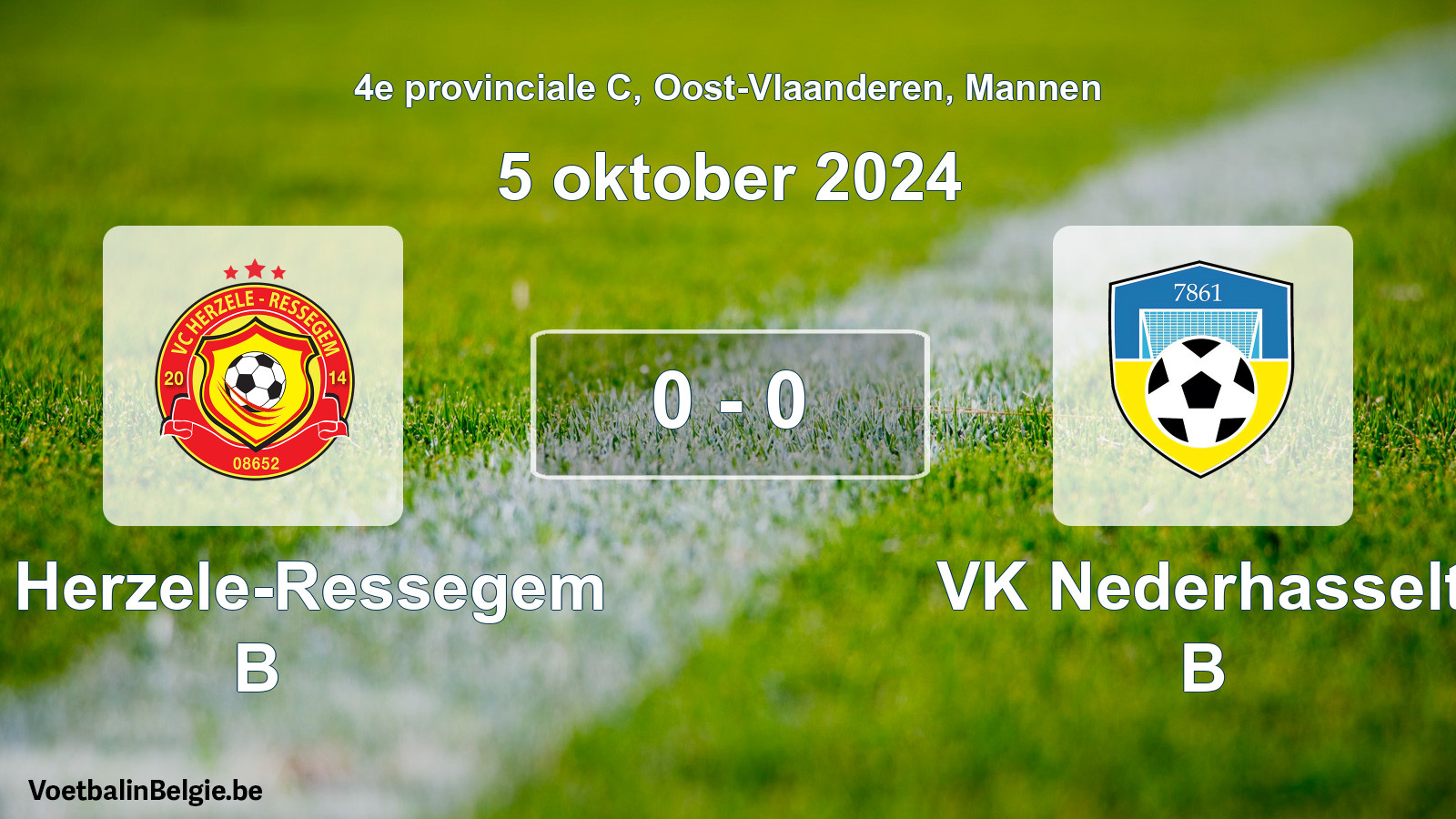 Gespeelde wedstrijd mannenvoetbal: VC Herzele-Ressegem B - VK Nederhasselt B 0 - 0 (5 oktober 2024)