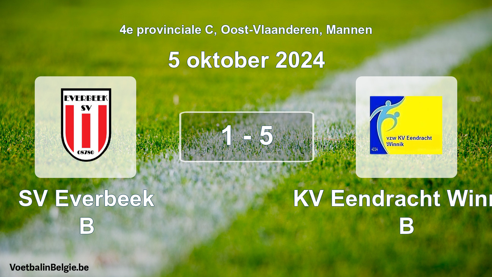 Played match men football: SV Everbeek B - KV Eendracht Winnik B 1 - 5 (5 October 2024)