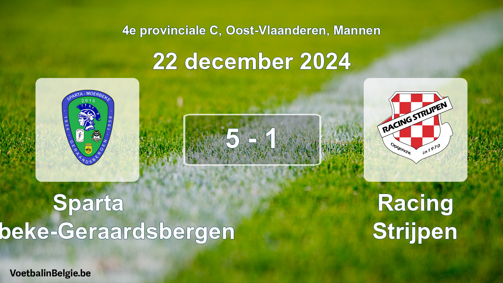 Gespieltes Spiel männer-Fußball: Sparta Moerbeke-Geraardsbergen - Racing Strijpen 5 - 1 (22 Dezember 2024)