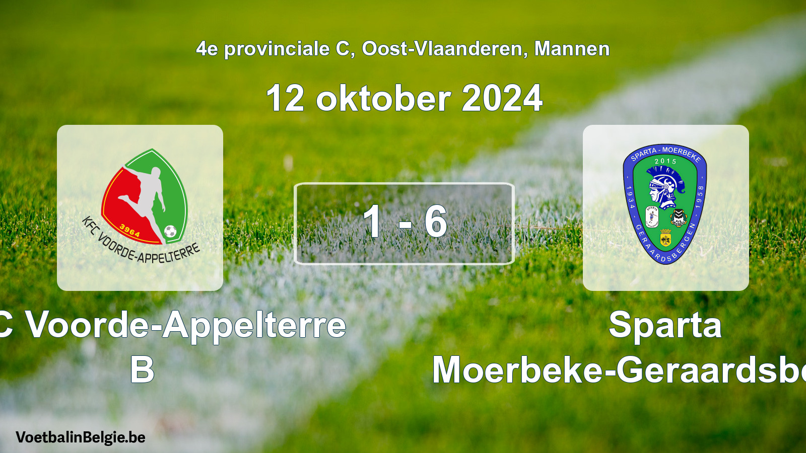 Played match men football: KFC Voorde-Appelterre B - Sparta Moerbeke-Geraardsbergen 1 - 6 (12 October 2024)