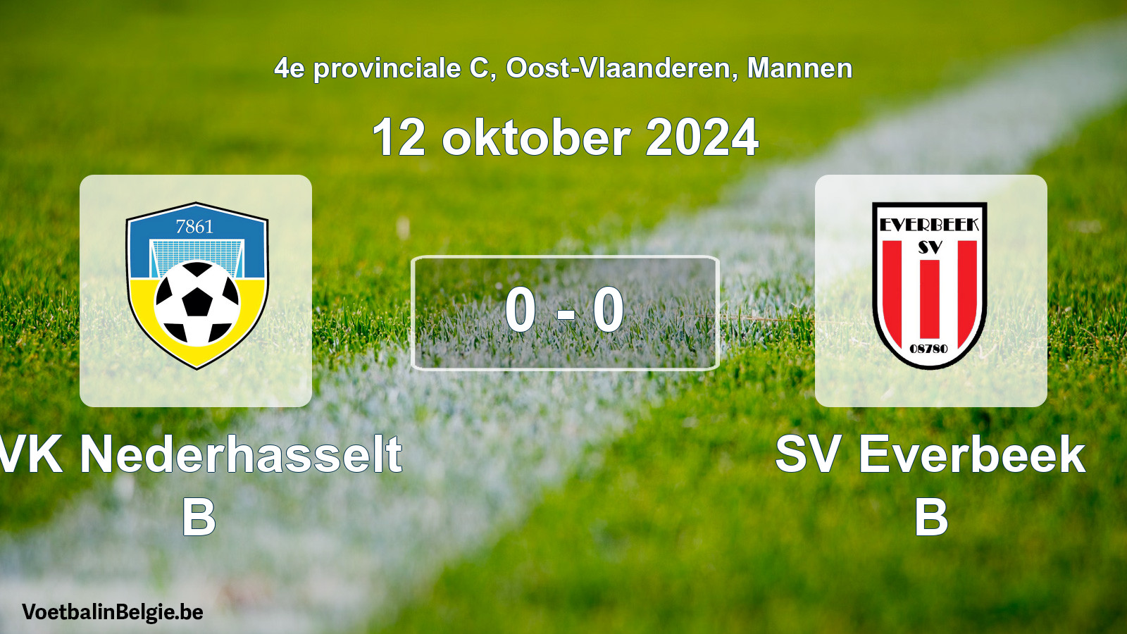 Gespeelde wedstrijd mannenvoetbal: VK Nederhasselt B - SV Everbeek B 0 - 0 (12 oktober 2024)