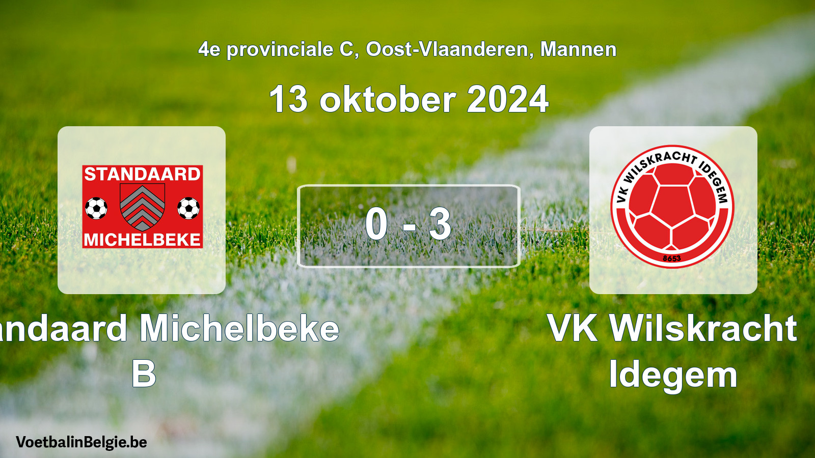 Gespeelde wedstrijd mannenvoetbal: Standaard Michelbeke B - VK Wilskracht Idegem 0 - 3 (13 oktober 2024)