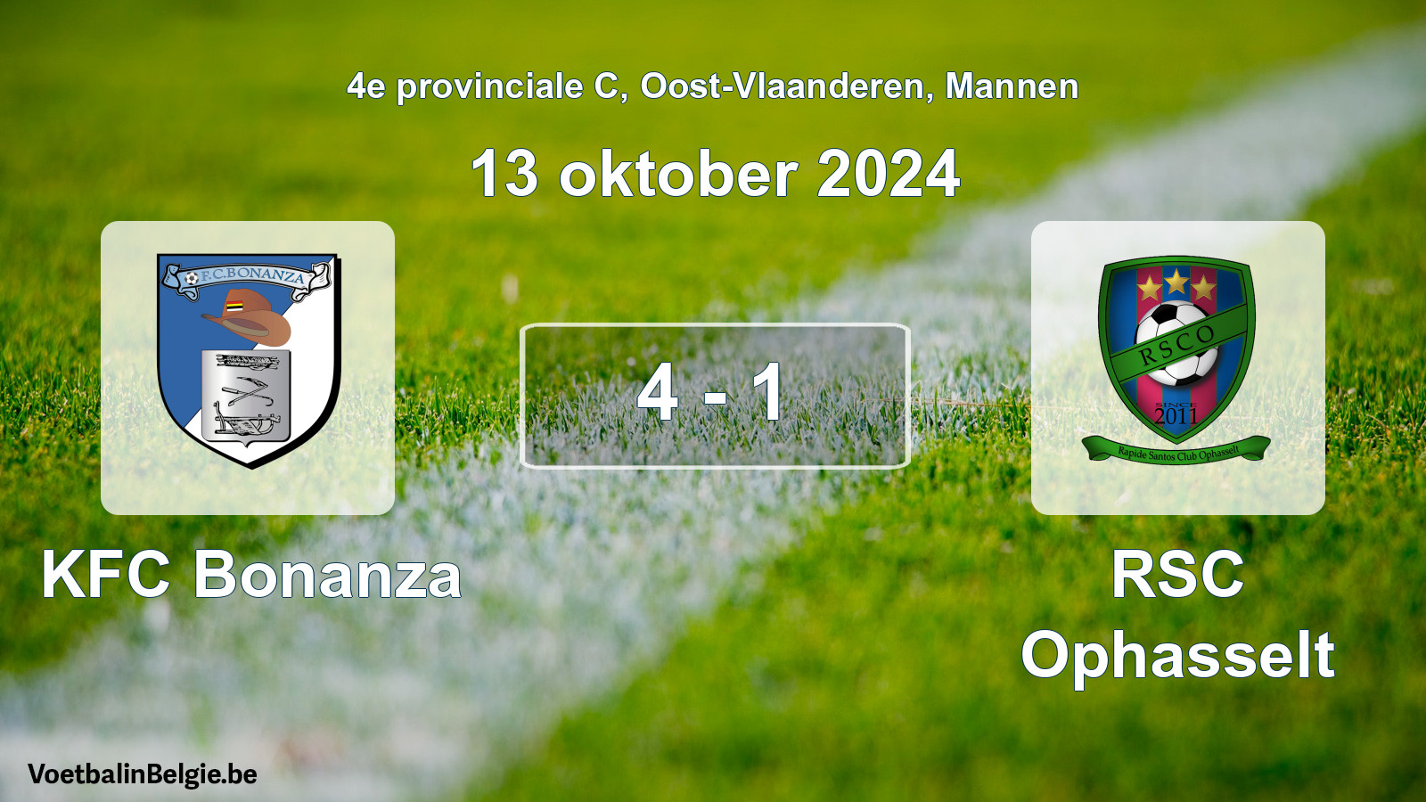 Gespeelde wedstrijd mannenvoetbal: KFC Bonanza - RSC Ophasselt 4 - 1 (13 oktober 2024)