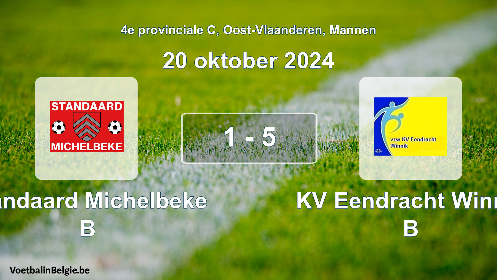 Gespeelde wedstrijd mannenvoetbal: Standaard Michelbeke B - KV Eendracht Winnik B 1 - 5 (20 oktober 2024)